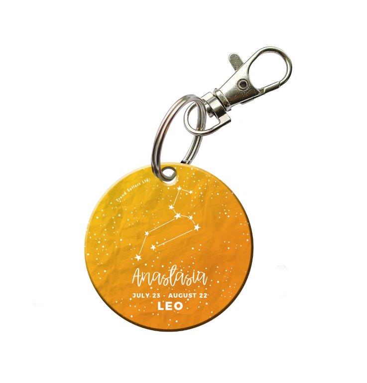 Zodiac Collection (Leo - Personalized) Circle Shaped Acrylic Keychain