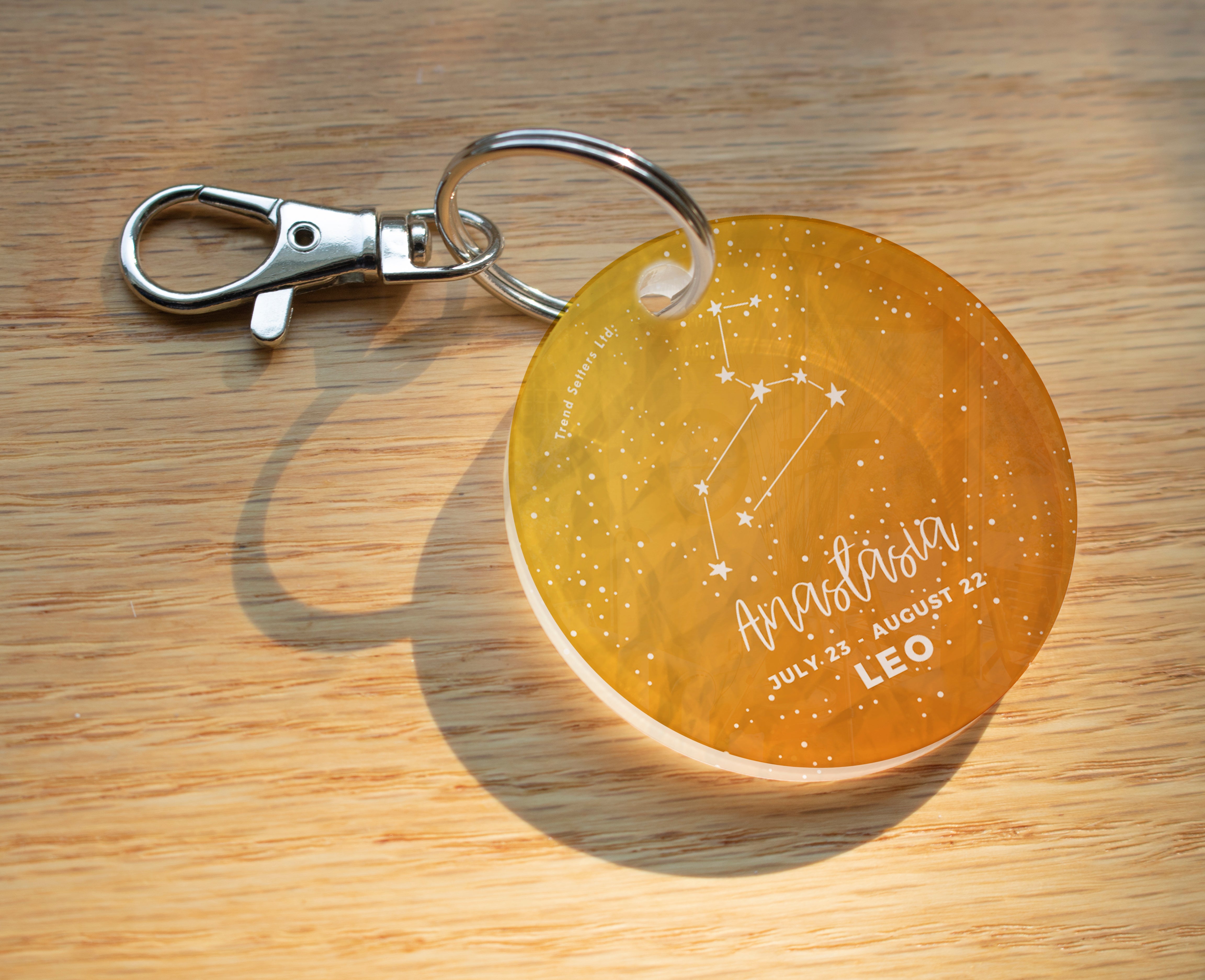Zodiac Collection (Leo - Personalized) Circle Shaped Acrylic Keychain