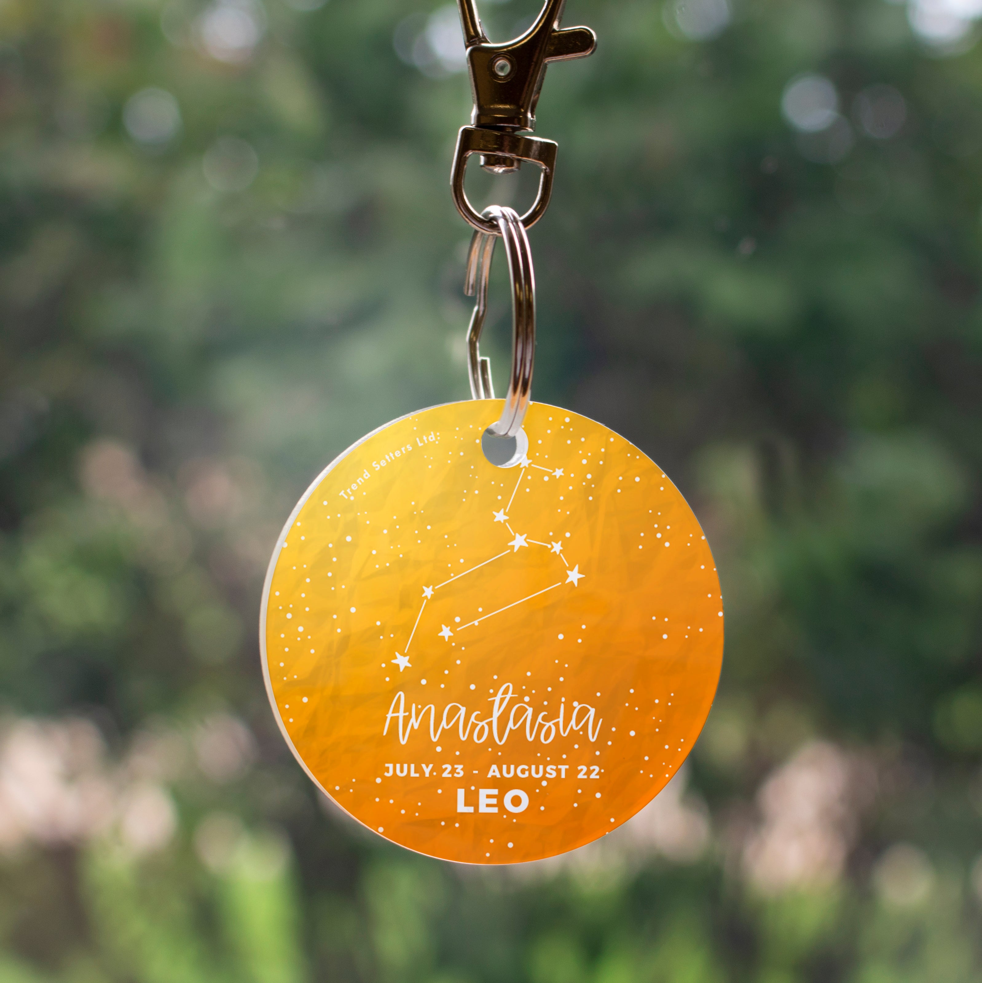 Zodiac Collection (Leo - Personalized) Circle Shaped Acrylic Keychain