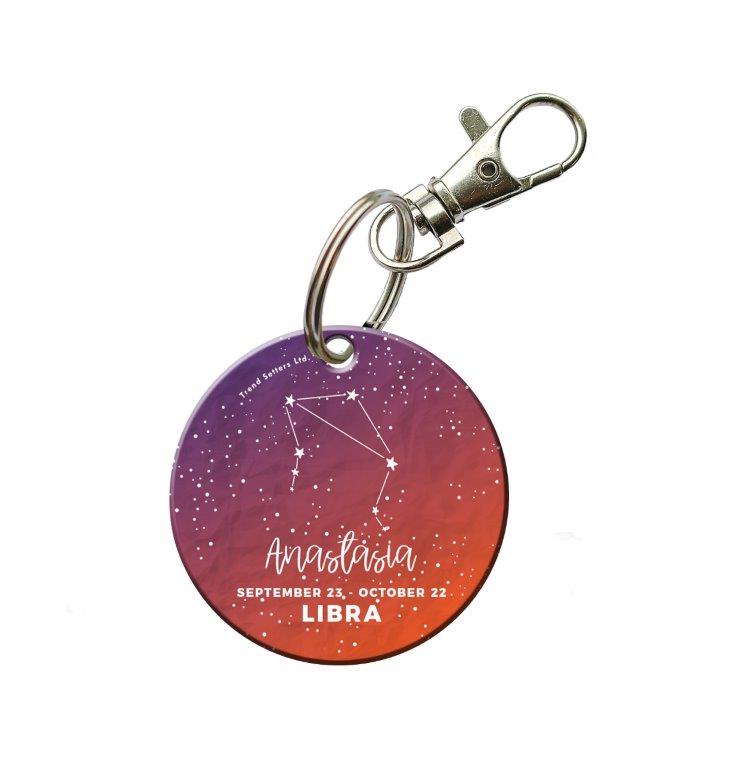Zodiac Collection (Libra - Personalized) Circle Shaped Acrylic Keychain