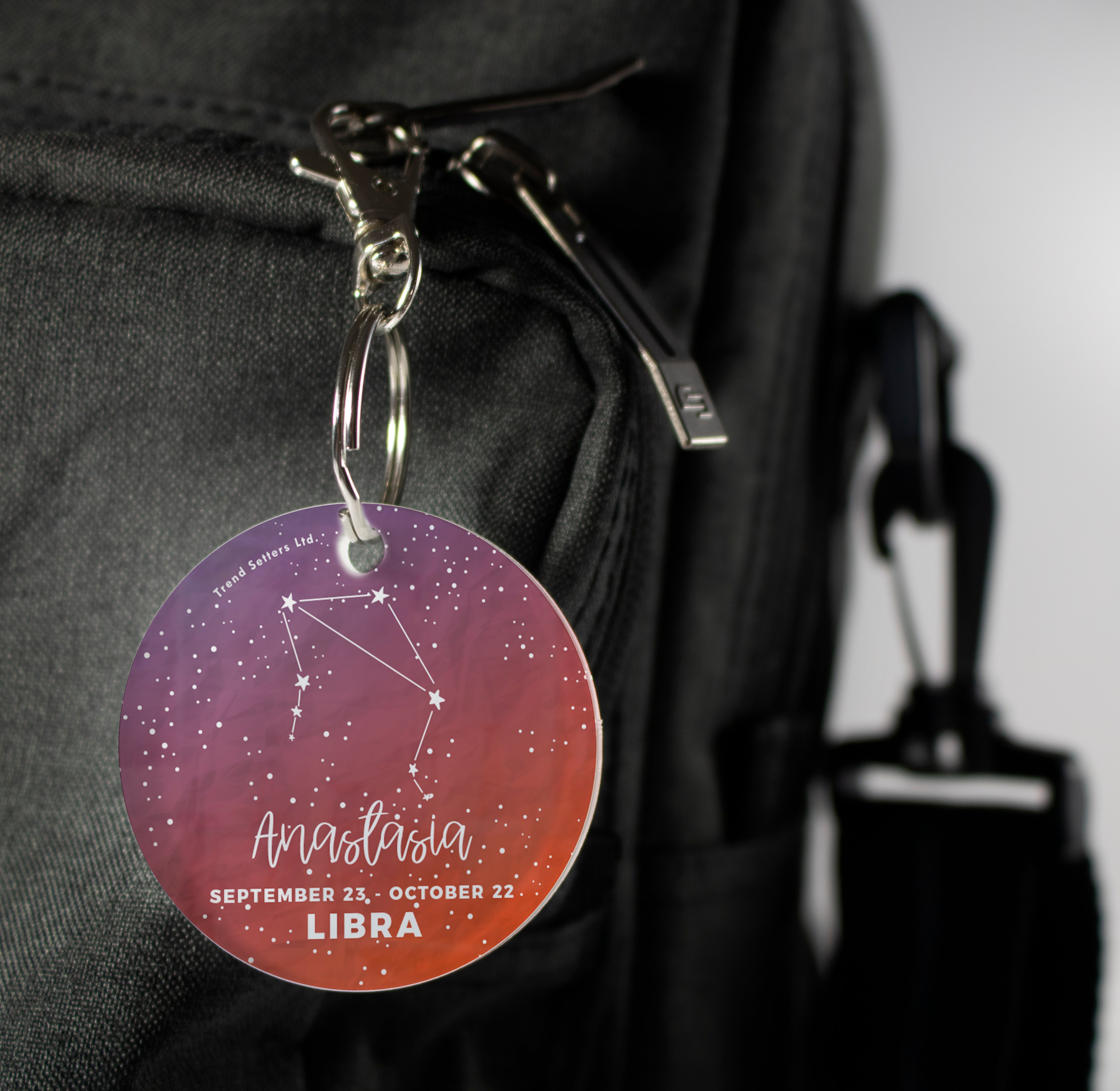 Zodiac Collection (Libra - Personalized) Circle Shaped Acrylic Keychain