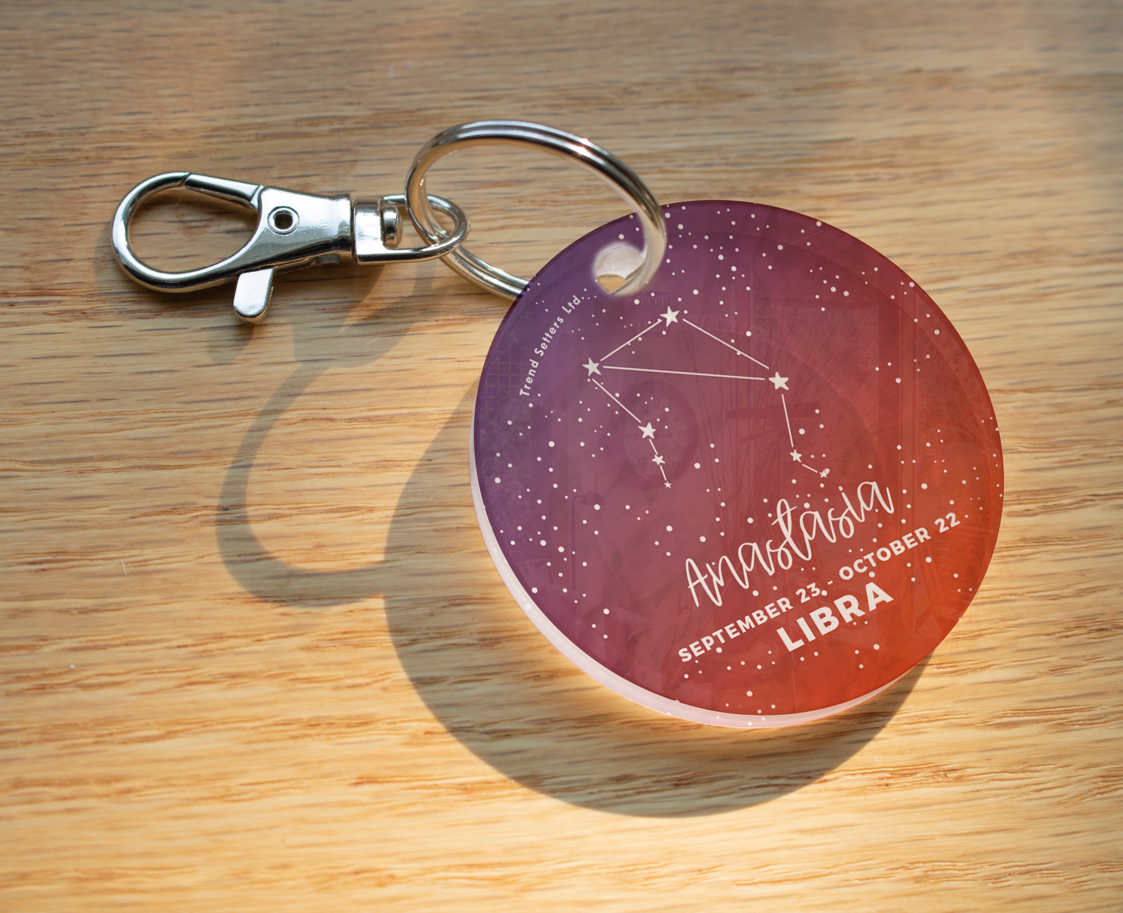 Zodiac Collection (Libra - Personalized) Circle Shaped Acrylic Keychain