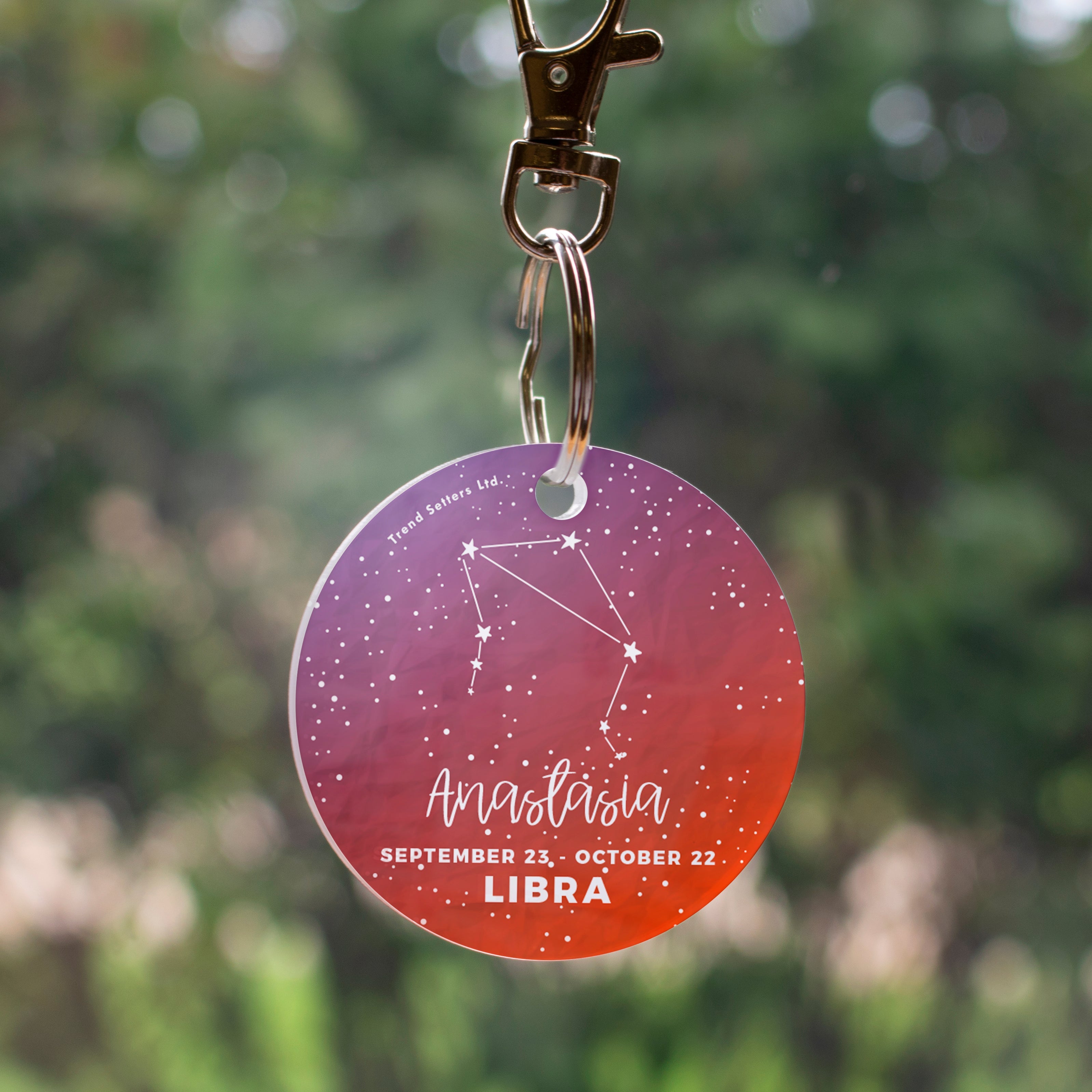 Zodiac Collection (Libra - Personalized) Circle Shaped Acrylic Keychain