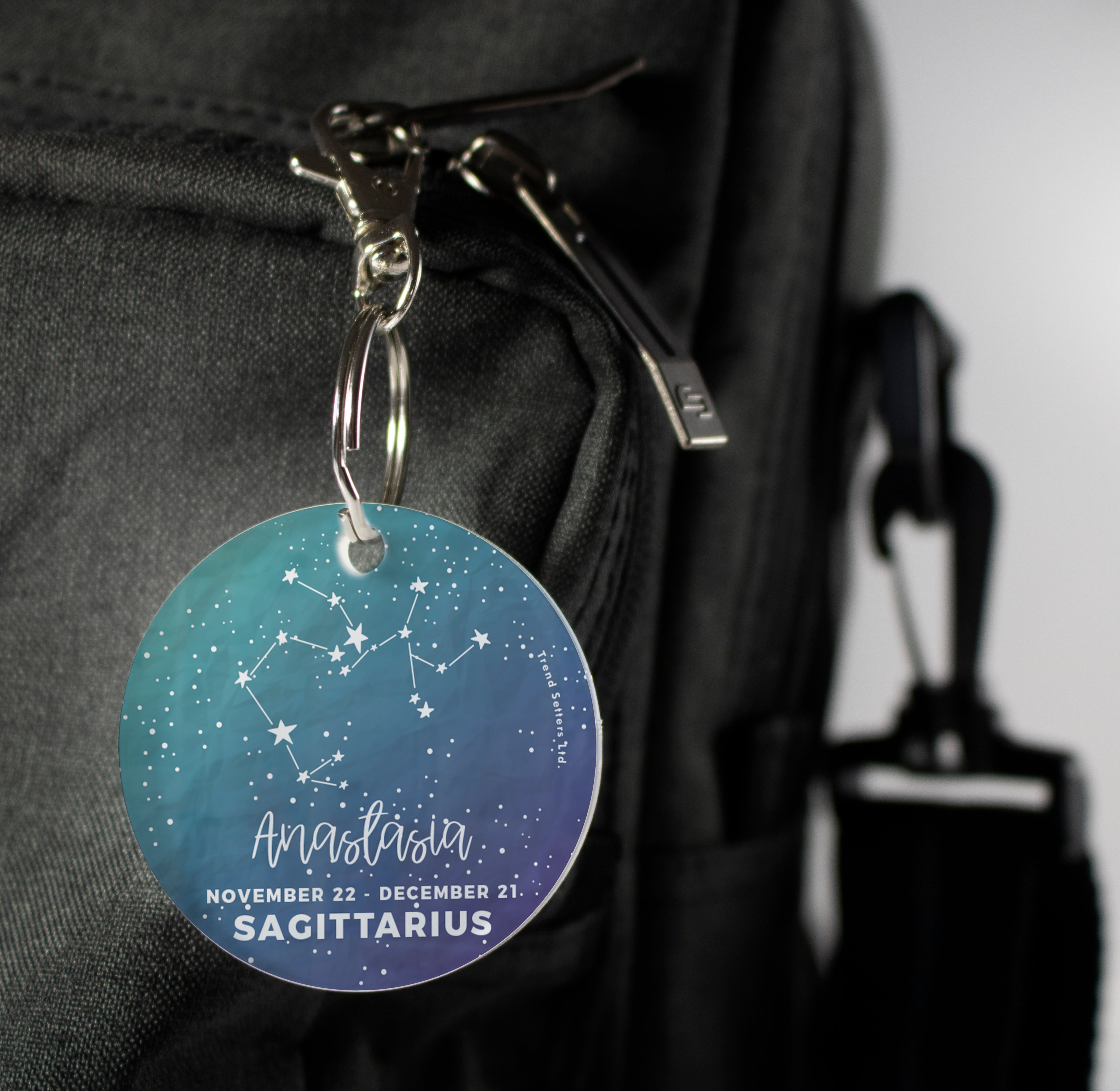 Zodiac Collection (Sagittarius - Personalized) Circle Shaped Acrylic Keychain