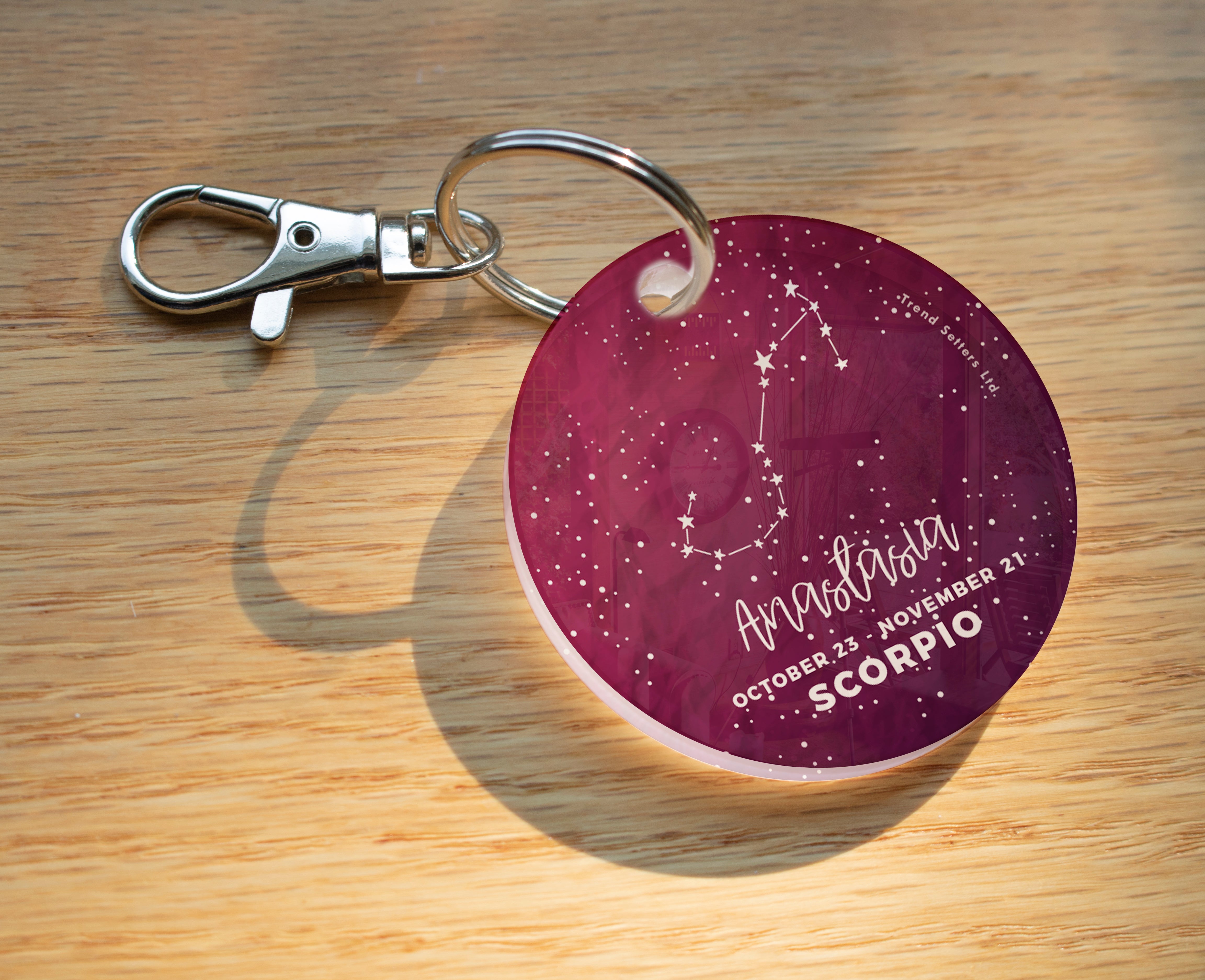 Zodiac Collection (Scorpio - Personalized) Circle Shaped Acrylic Keychain