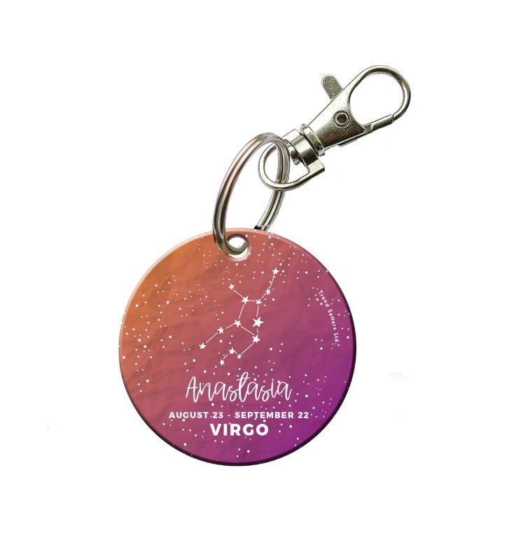 Zodiac Collection (Virgo - Personalized) Circle Shaped Acrylic Keychain