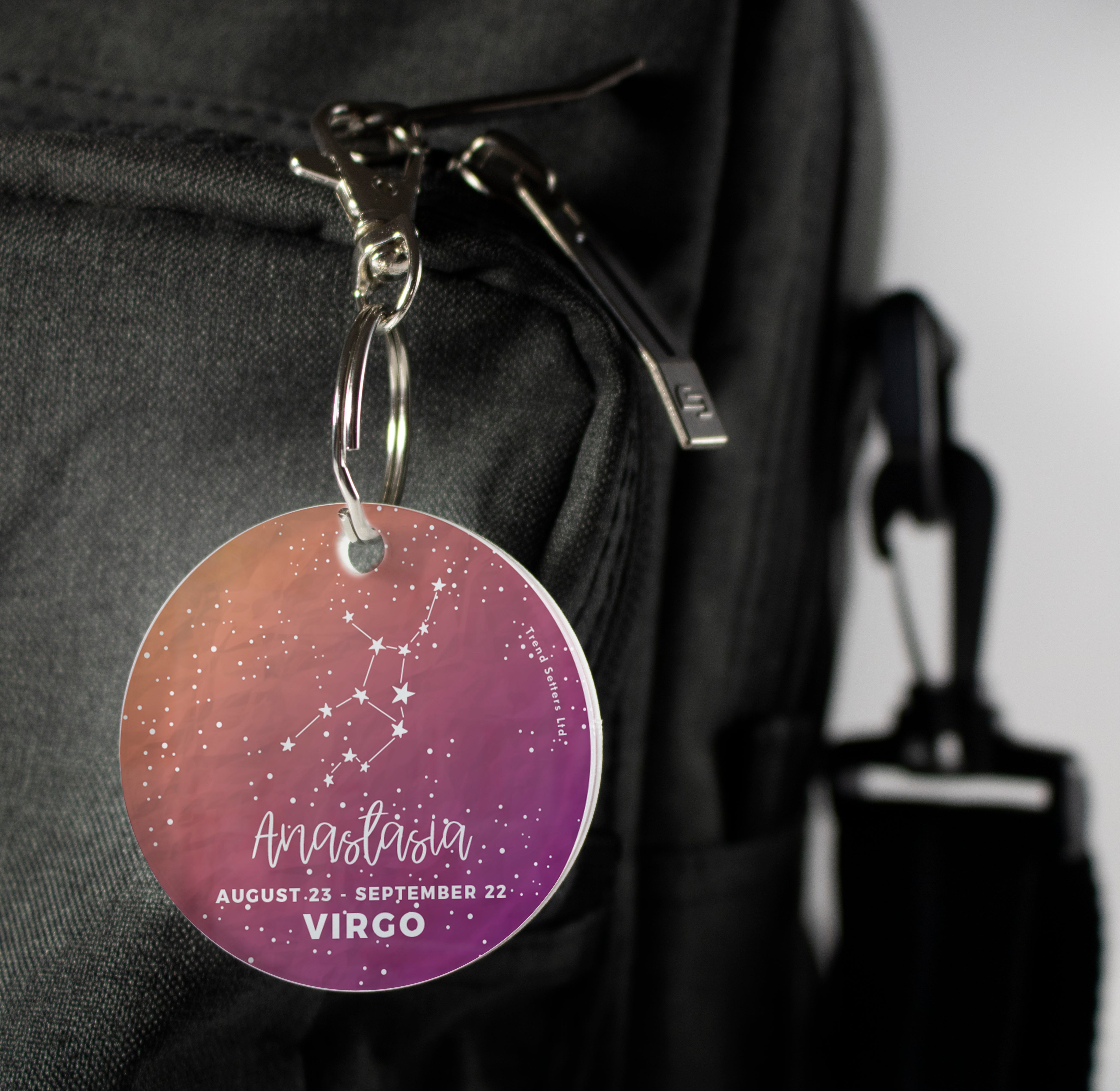 Zodiac Collection (Virgo - Personalized) Circle Shaped Acrylic Keychain