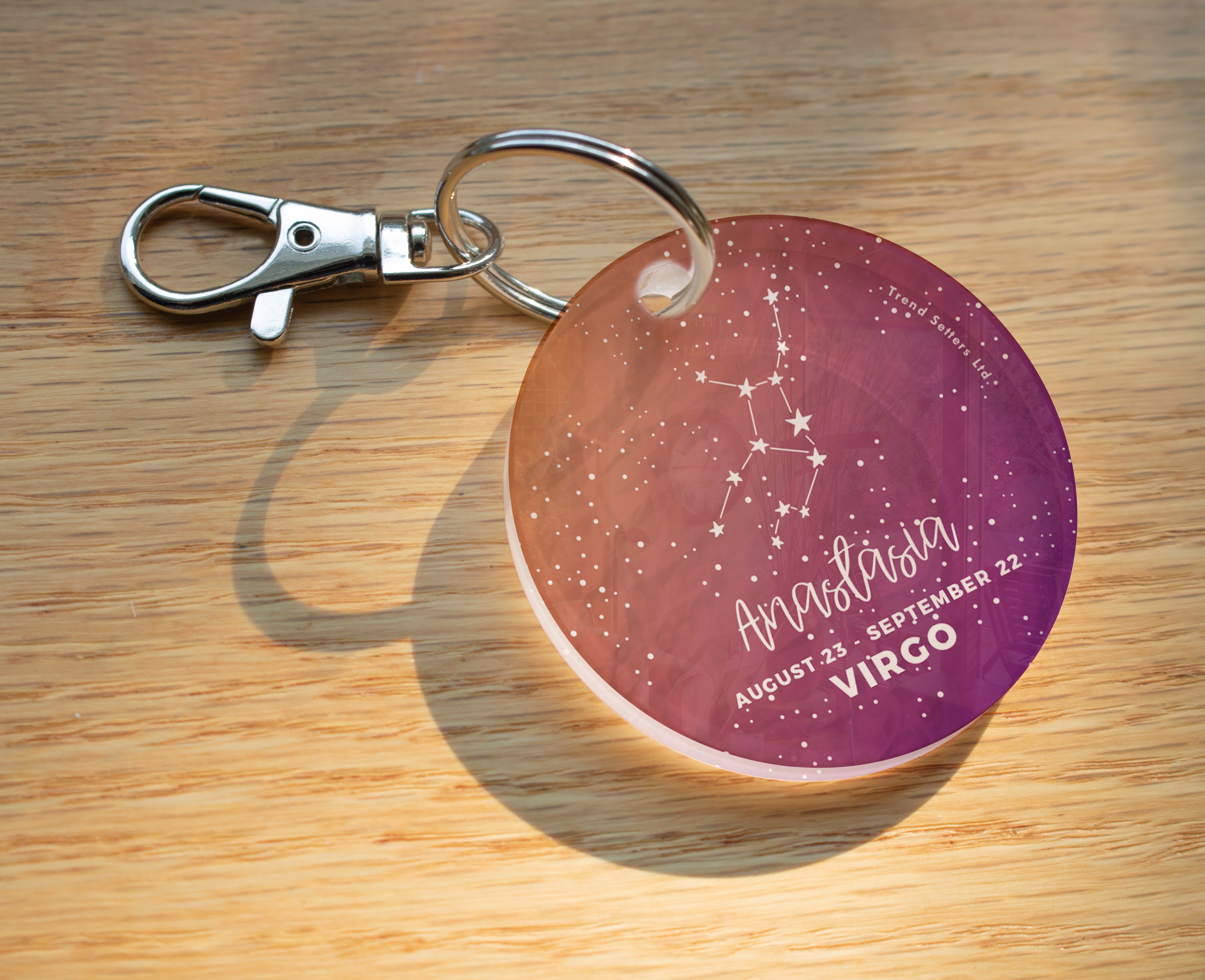 Zodiac Collection (Virgo - Personalized) Circle Shaped Acrylic Keychain