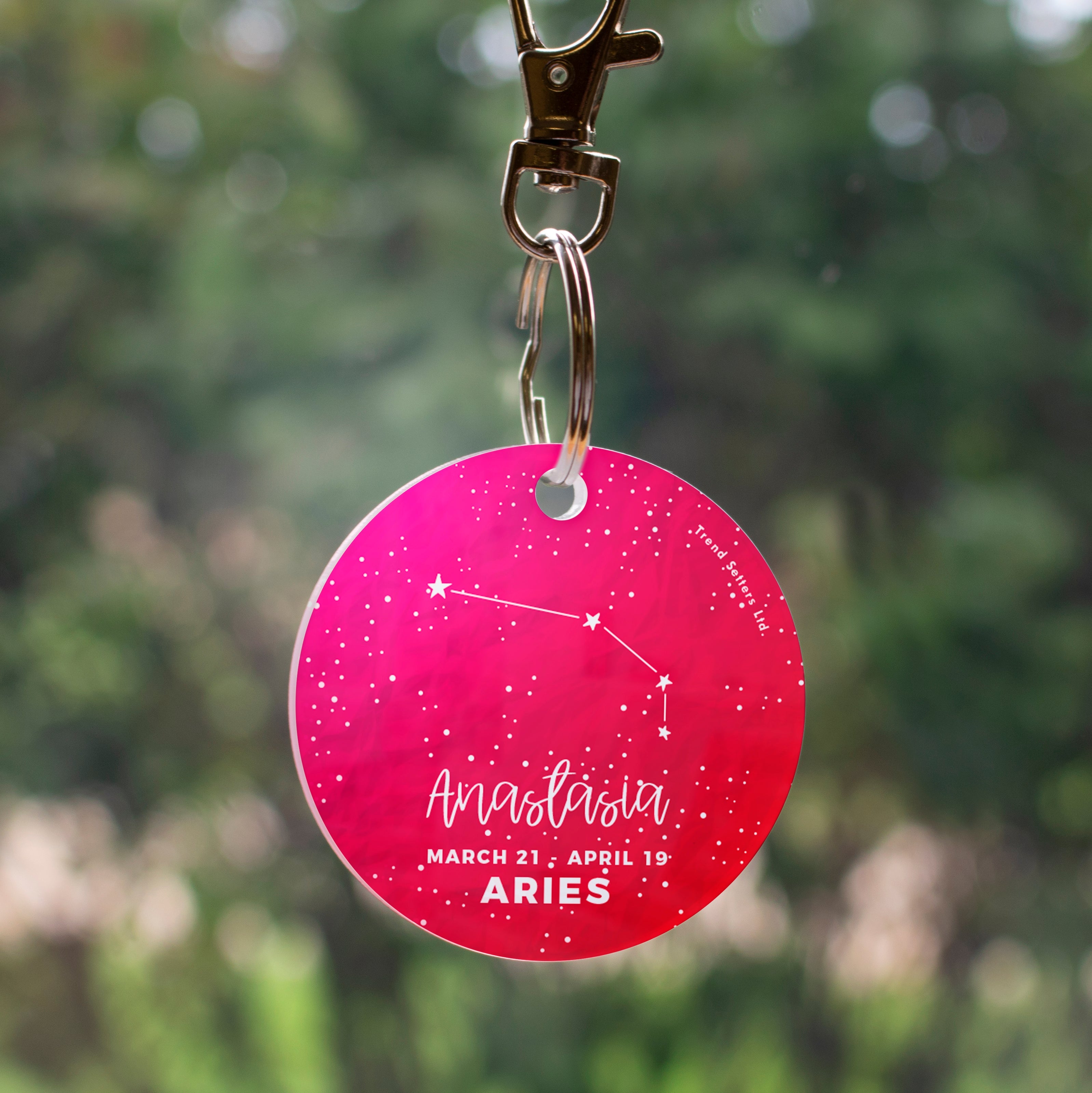 Zodiac Collection (Aries - Personalized) Circle Shaped Acrylic Keychain