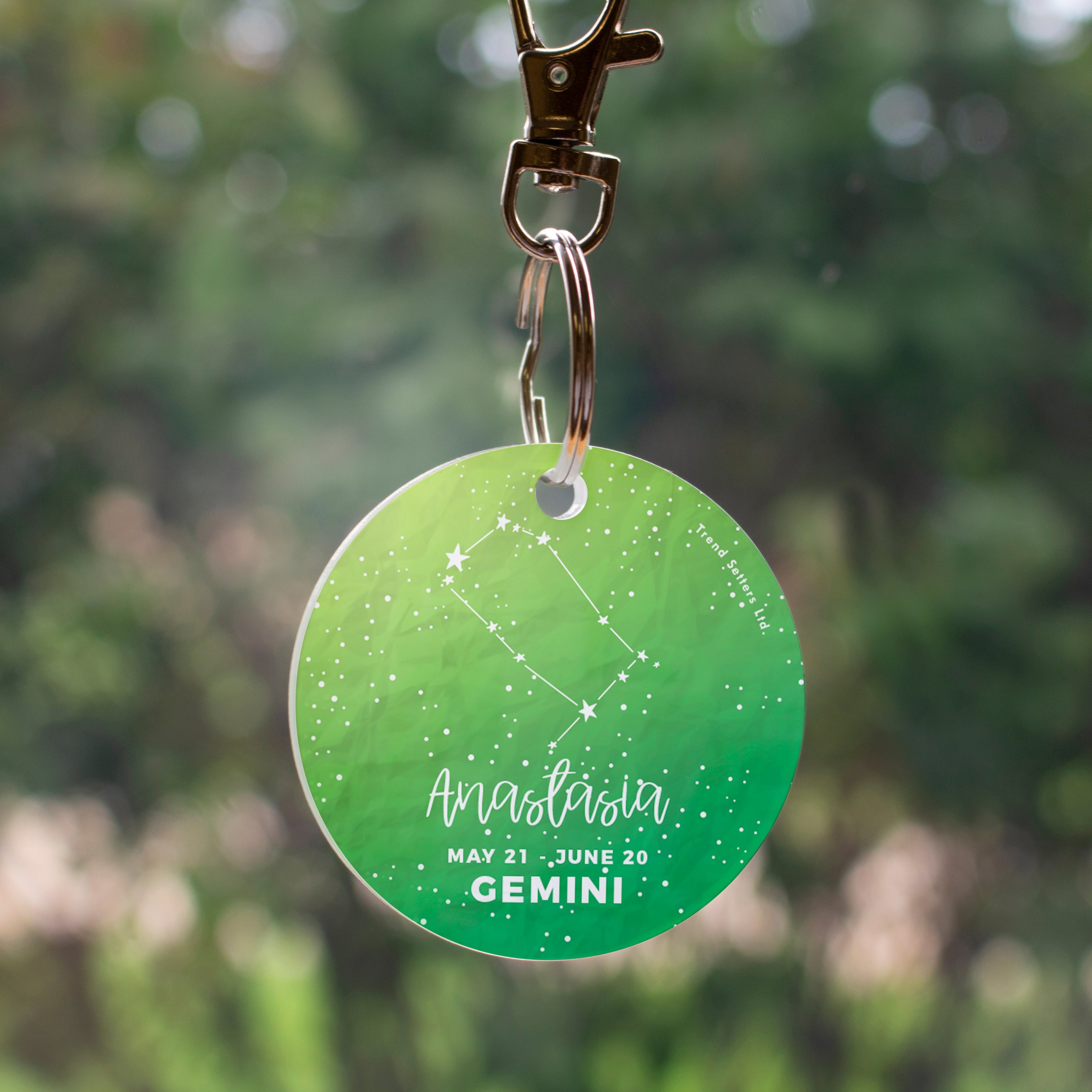 Zodiac Collection (Gemini - Personalized) Circle Shaped Acrylic Keychain