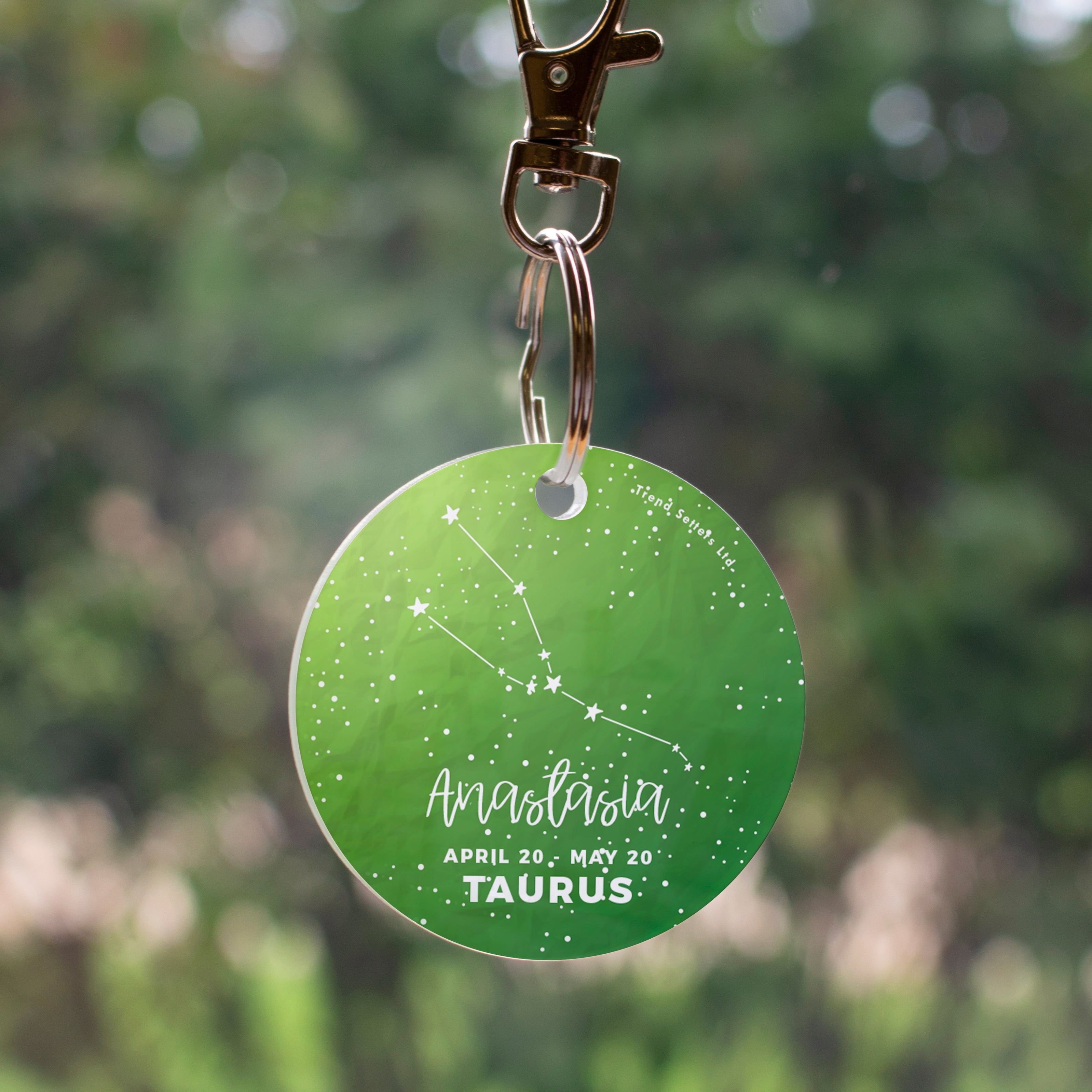 Zodiac Collection (Taurus - Personalized) Circle Shaped Acrylic Keychain