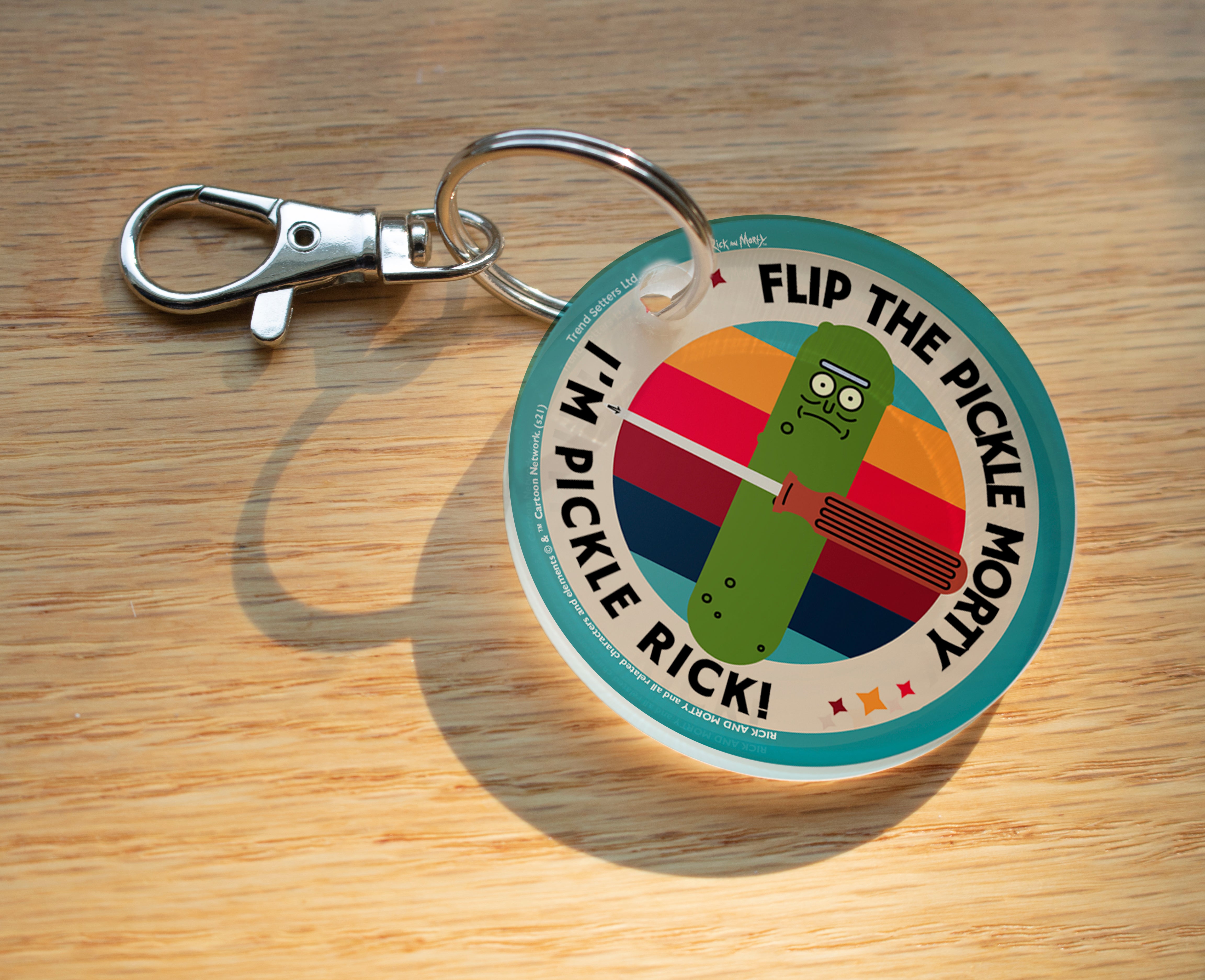 Rick and Morty (Flip The Pickle Badge) Acrylic Keychain ACPKRCIR678