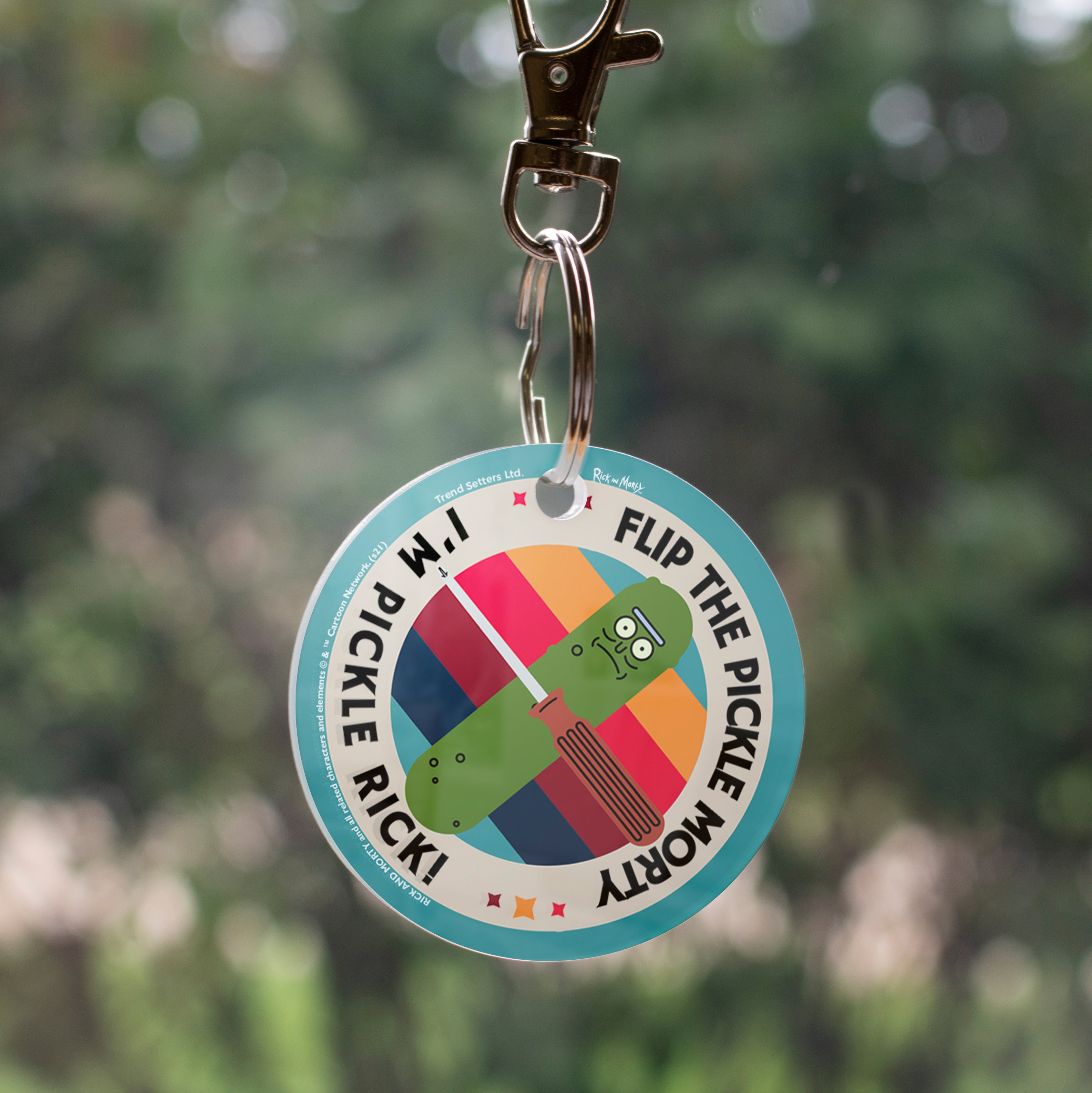 Rick and Morty (Flip The Pickle Badge) Acrylic Keychain ACPKRCIR678