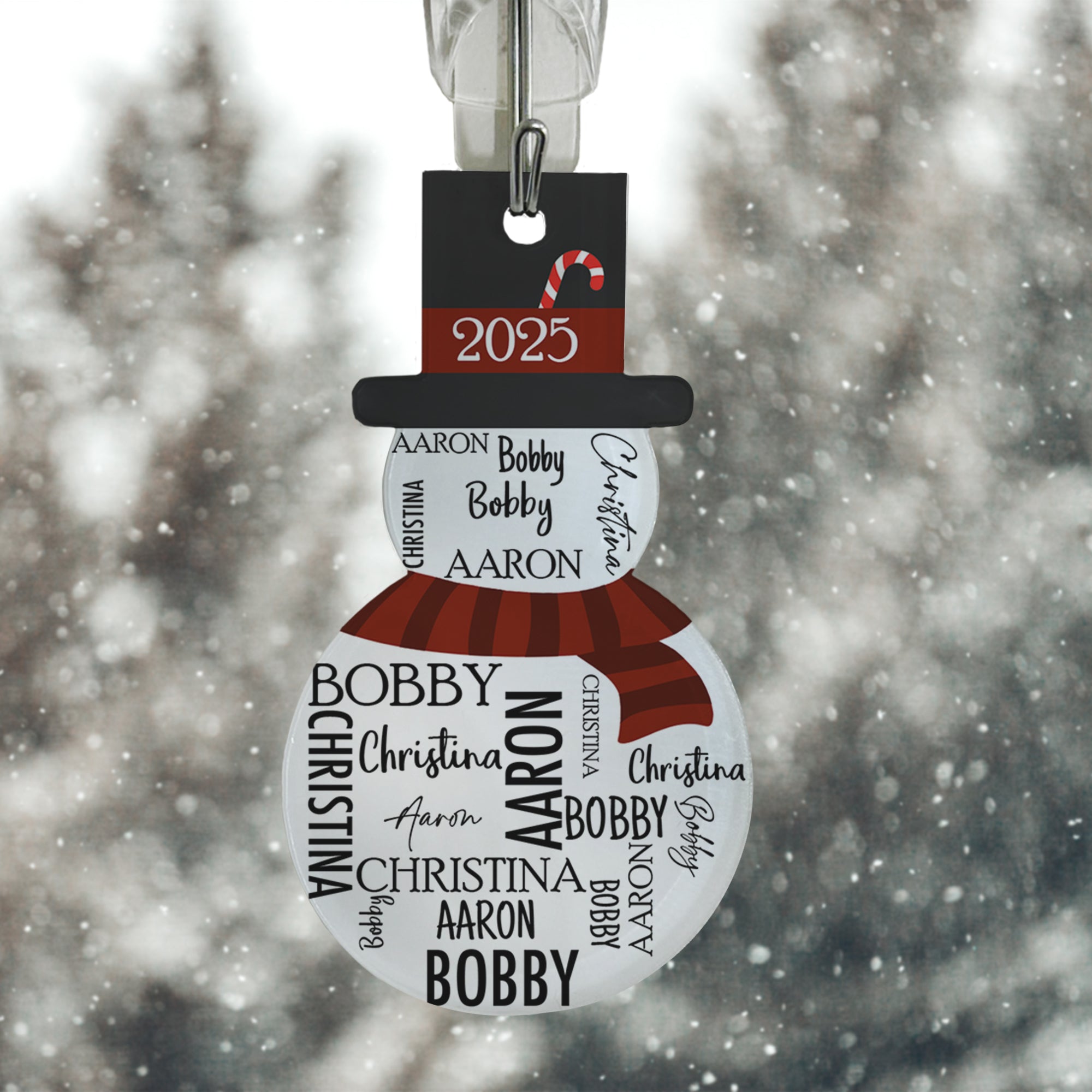 Trend Setters Original (Snowman Three Names) Personalized Hanging Acrylic Print ACPSNOW900