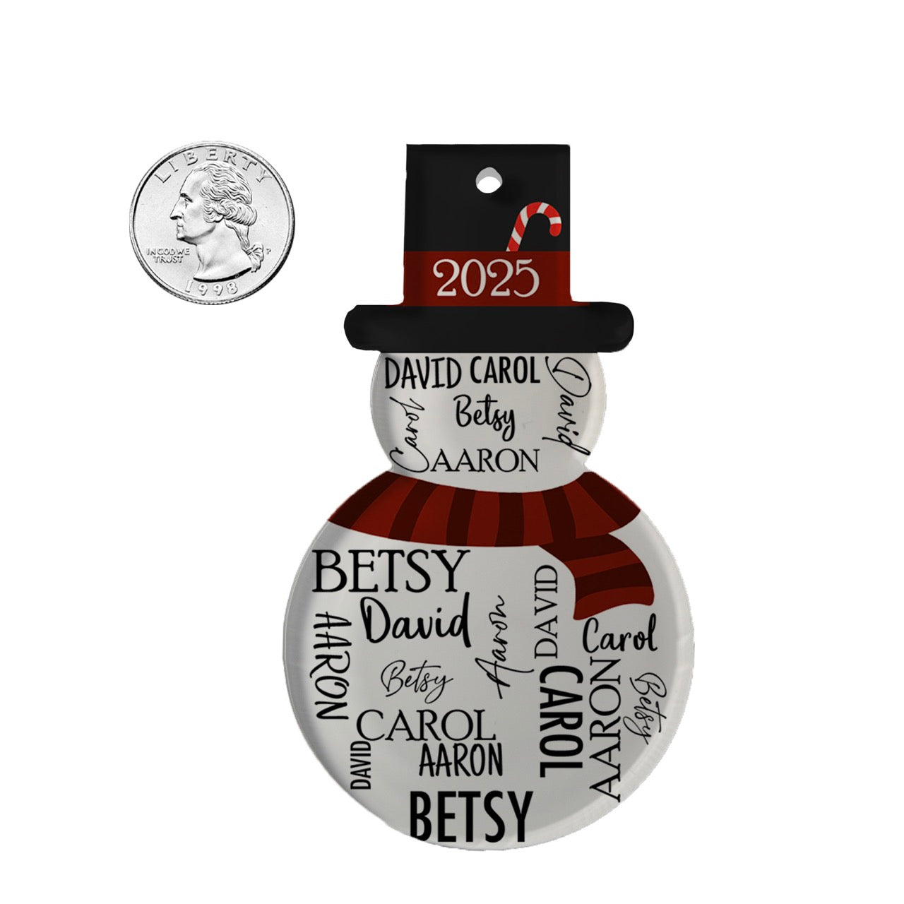 Trend Setters Original (Snowman Four Names) Personalized Hanging Acrylic Print ACPSNOW901