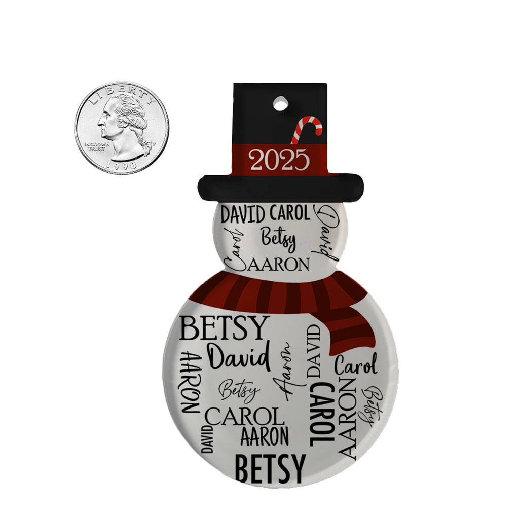 Trend Setters Original (Snowman Four Names) Personalized Hanging Acrylic Print ACPSNOW901