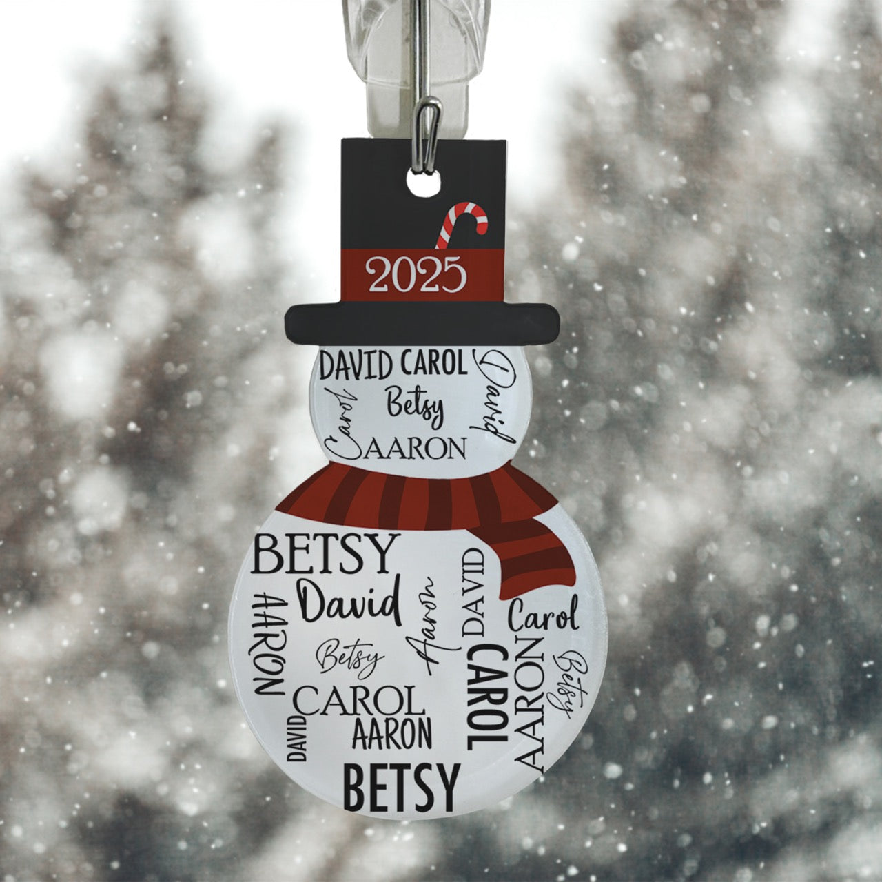 Trend Setters Original (Snowman Four Names) Personalized Hanging Acrylic Print ACPSNOW901