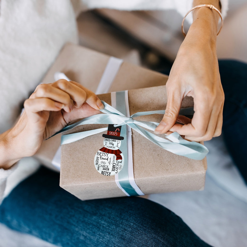 Trend Setters Original (Snowman Four Names) Personalized Hanging Acrylic Print ACPSNOW901