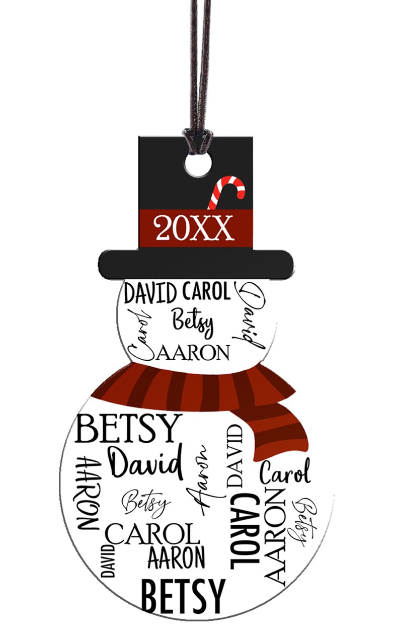 Trend Setters Original (Snowman Four Names) Personalized Hanging Acrylic Print ACPSNOW901