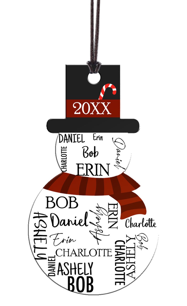 Trend Setters Original (Snowman Five Names) Personalized Hanging Acrylic Print ACPSNOW902