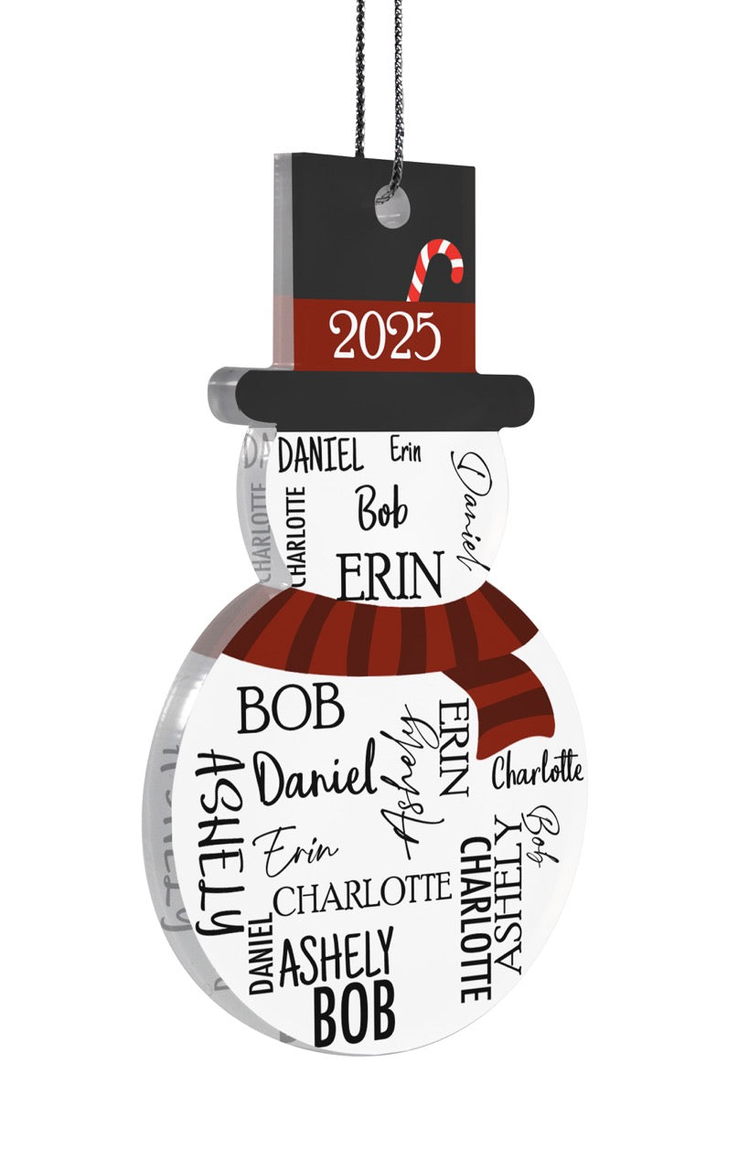 Trend Setters Original (Snowman Five Names) Personalized Hanging Acrylic Print ACPSNOW902