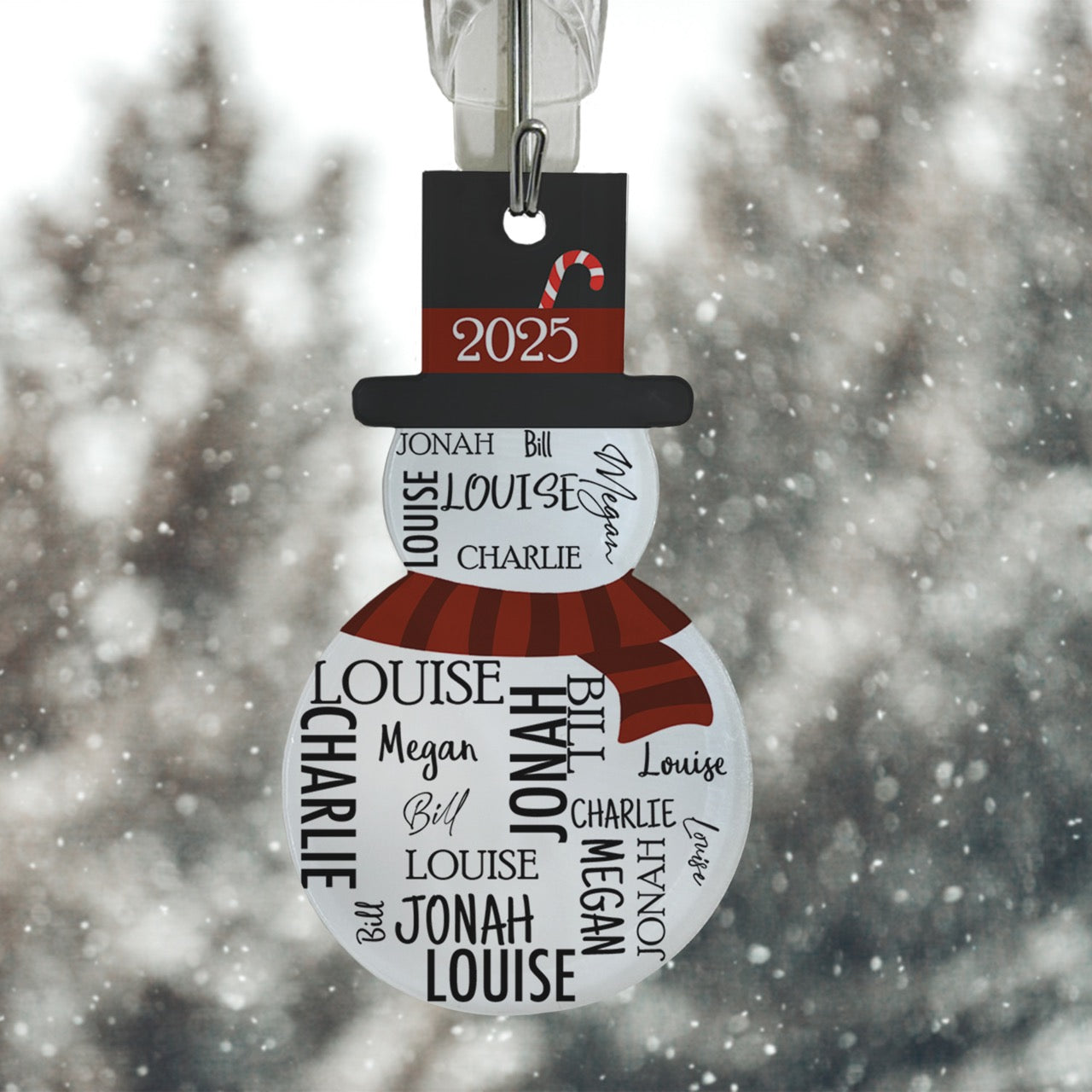 Trend Setters Original (Snowman Six Names) Personalized Hanging Acrylic Print ACPSNOW903