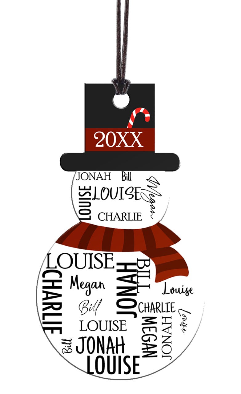 Trend Setters Original (Snowman Six Names) Personalized Hanging Acrylic Print ACPSNOW903