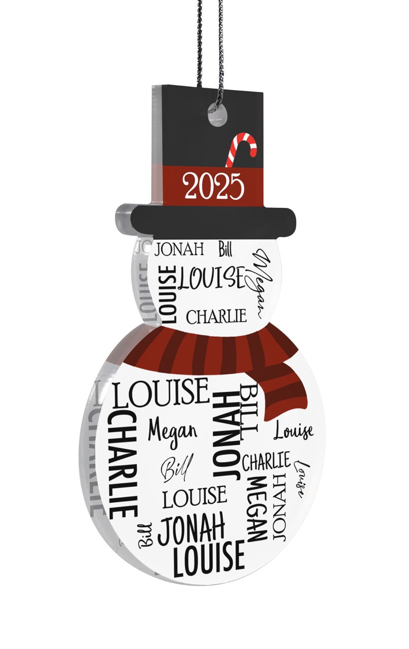 Trend Setters Original (Snowman Six Names) Personalized Hanging Acrylic Print ACPSNOW903