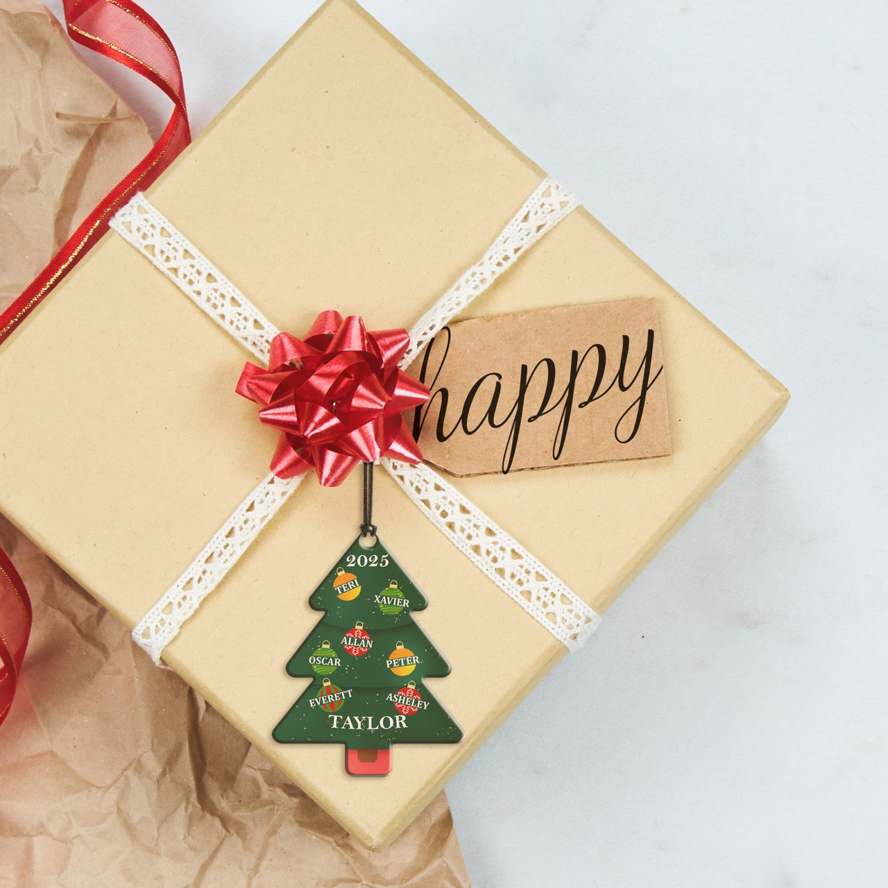 Trend Setters Original (Ornament Tree Family Names) Personalized Hanging Acrylic Print ACPTREE904