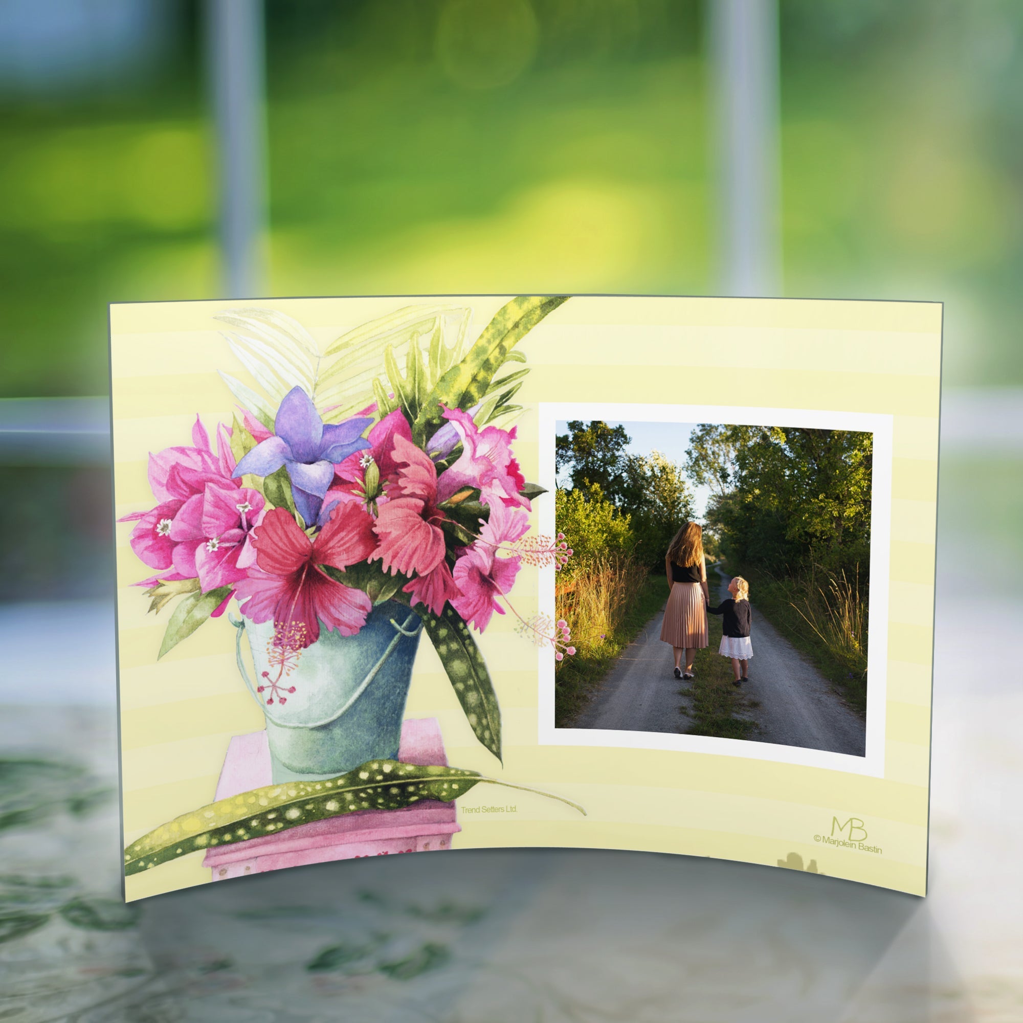 Marjolein Bastin (Pink Flowers - Add Your Photo!)  7" x 5" Curved Acrylic Print ACPU0705CUR037