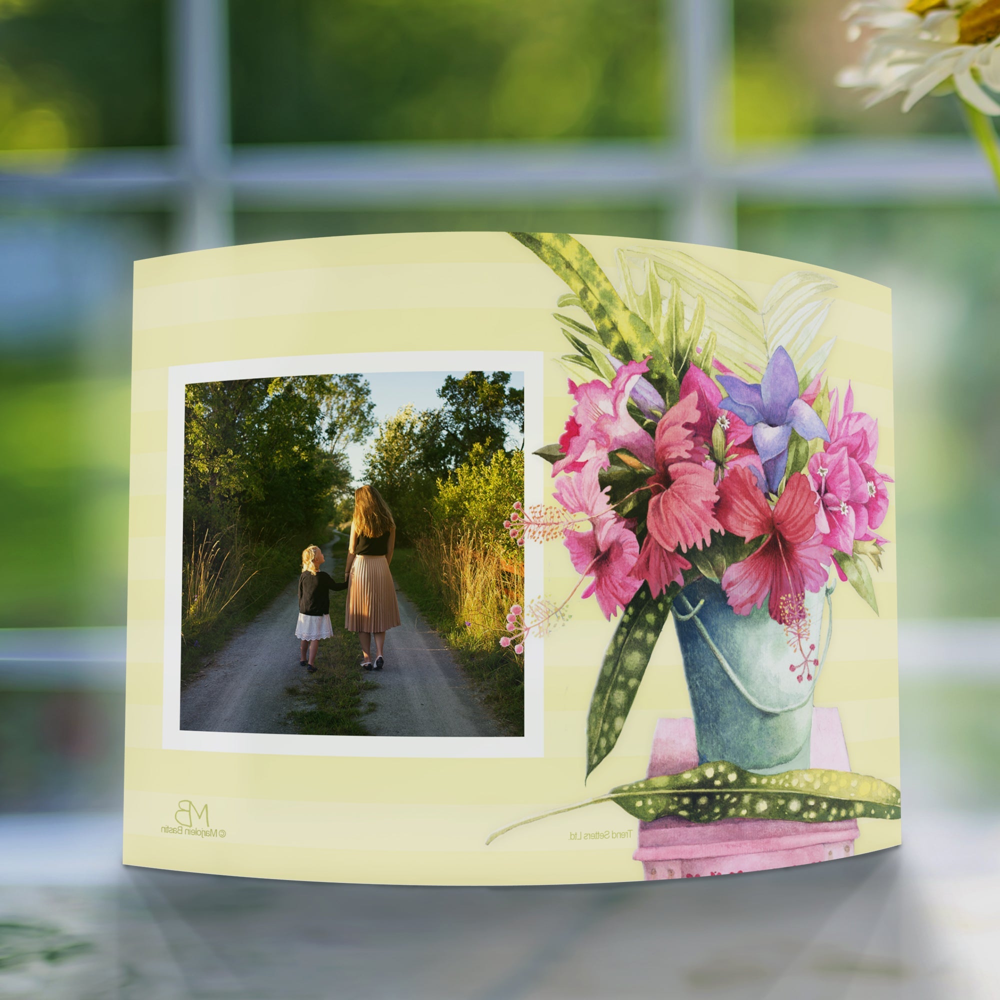 Marjolein Bastin (Pink Flowers - Add Your Photo!)  7" x 5" Curved Acrylic Print ACPU0705CUR037