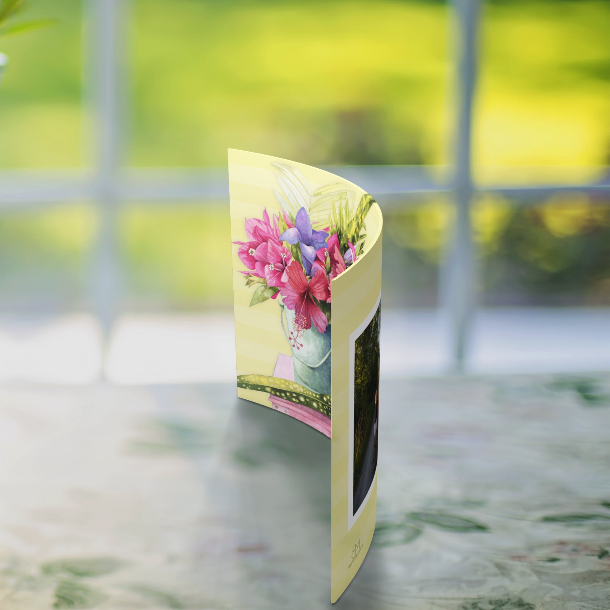 Marjolein Bastin (Pink Flowers - Add Your Photo!)  7" x 5" Curved Acrylic Print ACPU0705CUR037