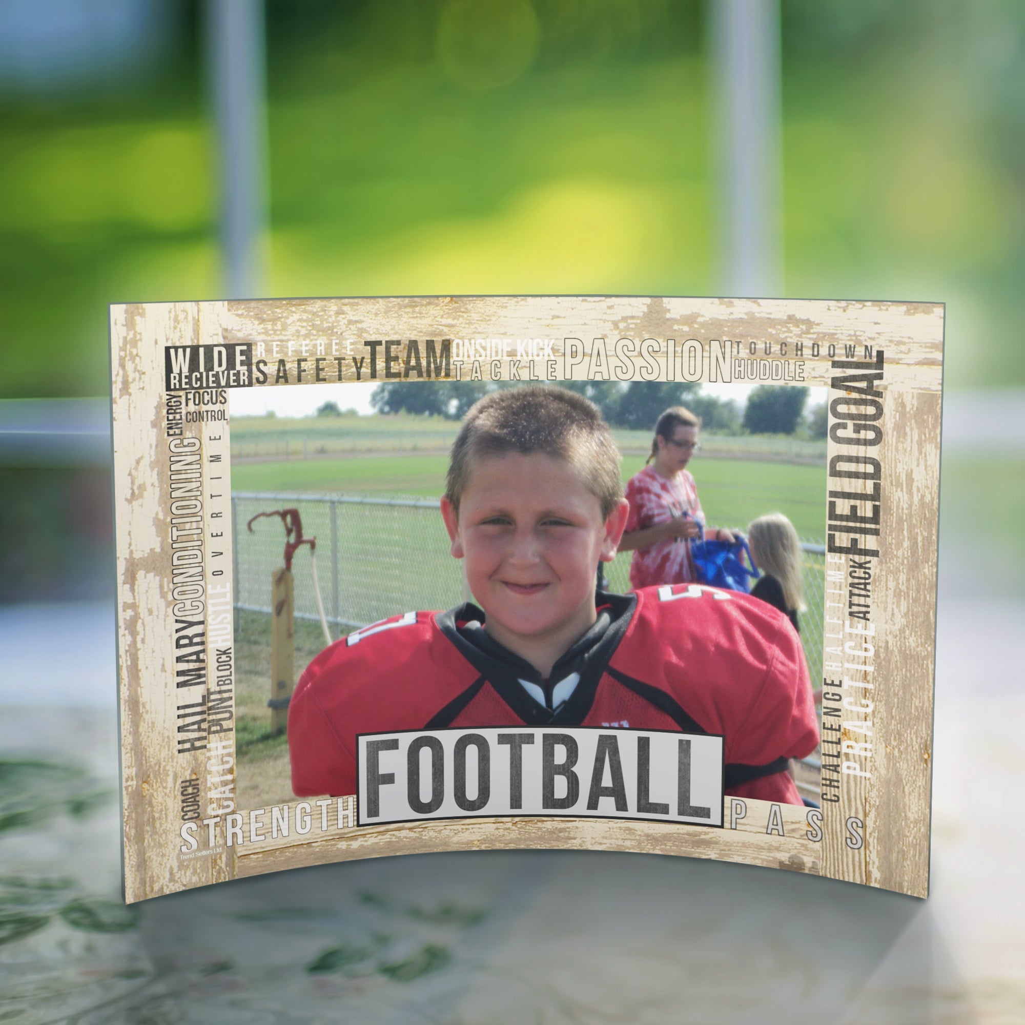 Sports Collection (Football Words - Personalized)  7" x 5" Curved Acrylic Print