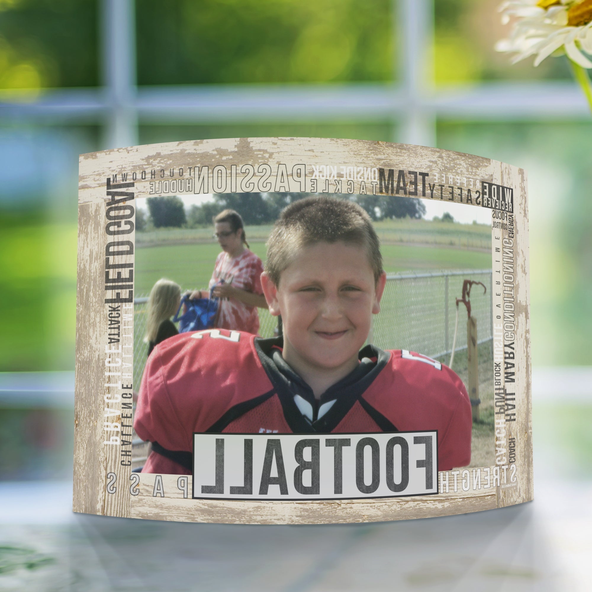 Sports Collection (Football Words - Personalized)  7" x 5" Curved Acrylic Print