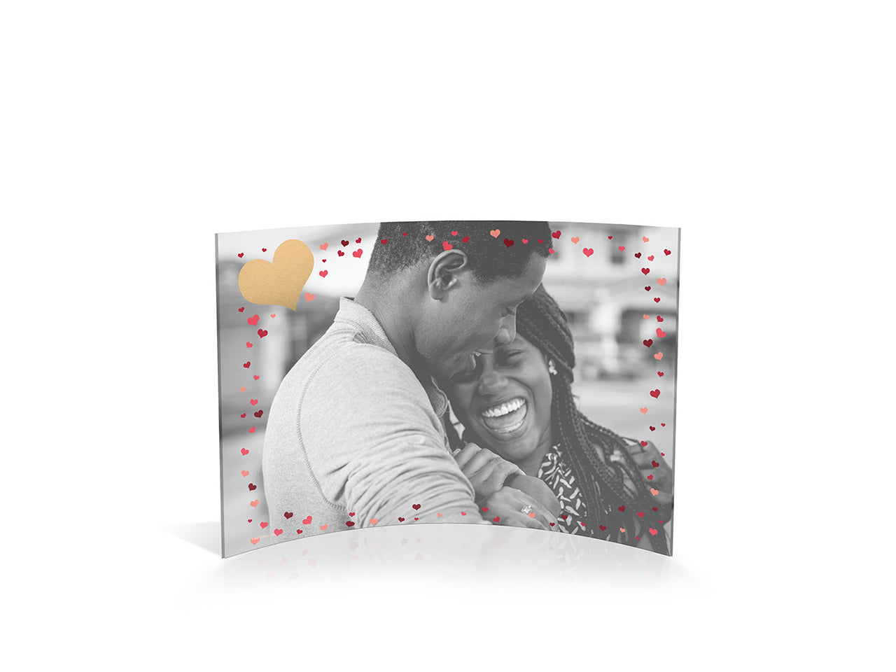 Valentine's Day (Golden Heart - Personalized)  7" x 5" Curved Acrylic Print