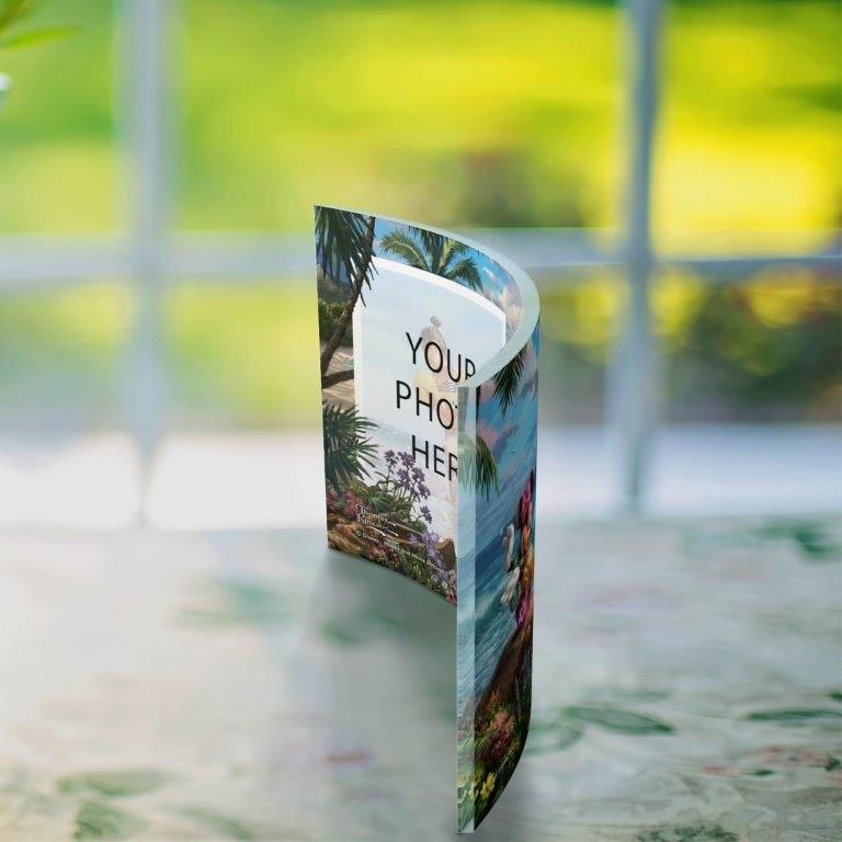 Disney (Mickey and Minnie in Hawaii - Personalized) 7" x 5" Curved Acrylic Print ACPU0705CUR393