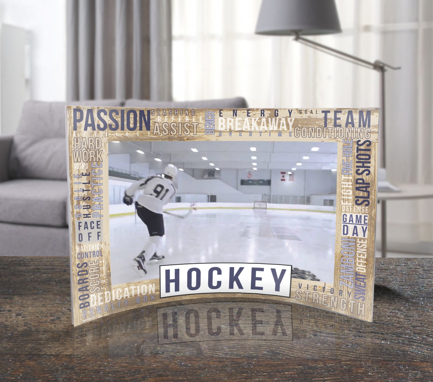 Sports Collection (Hockey Words - Personalized)  10" x 7" Curved Acrylic Print
