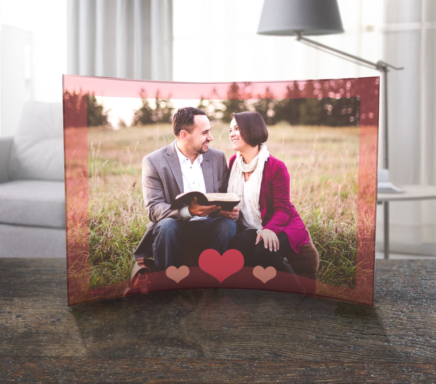 Valentine's Day Collection (Three Hearts - Personalized)  10" x 7" Curved Acrylic Print