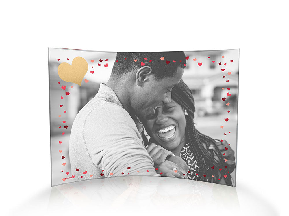 Valentine's Day Collection (Golden Heart - Personalized)  10" x 7" Curved Acrylic Print