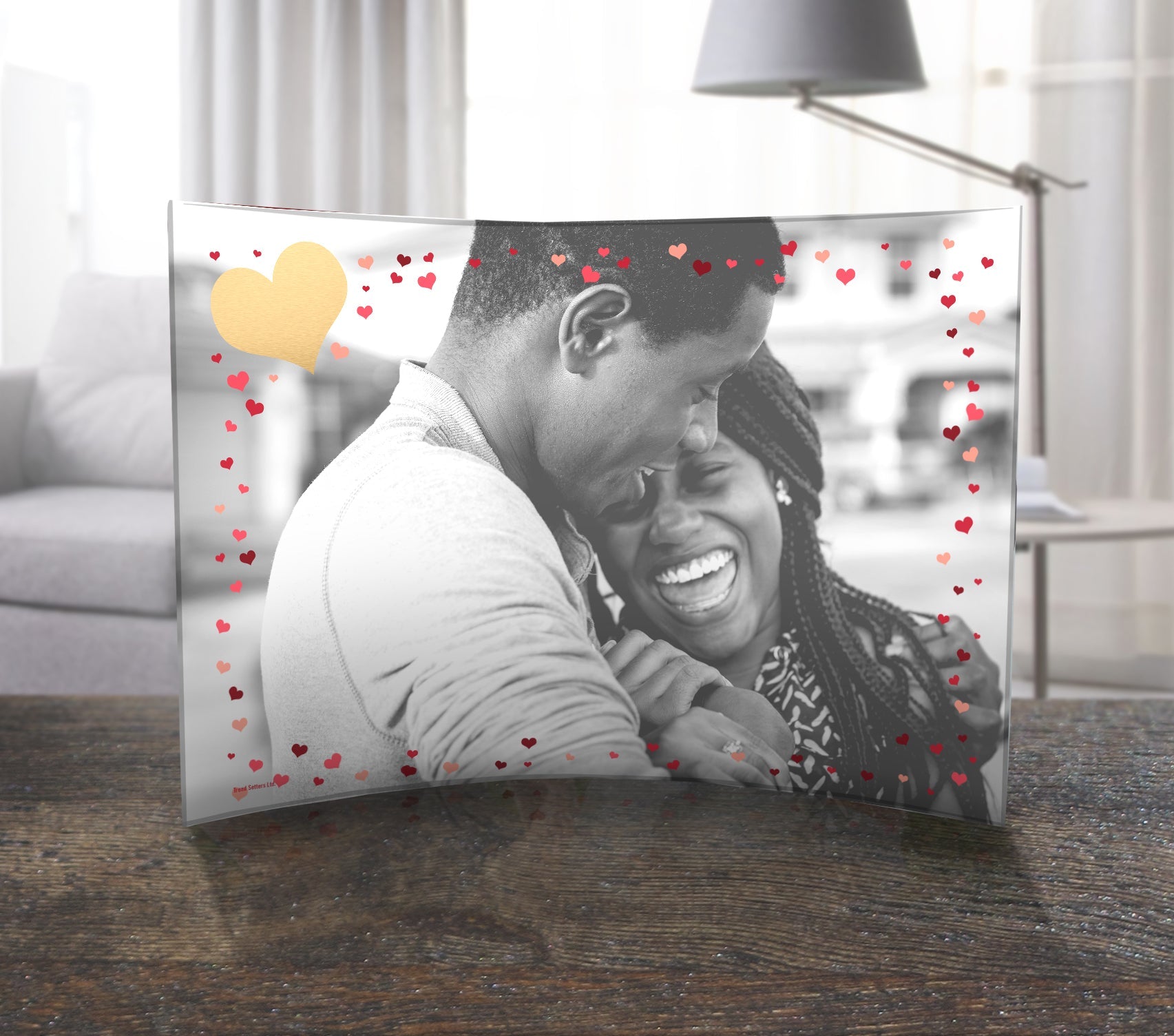 Valentine's Day Collection (Golden Heart - Personalized)  10" x 7" Curved Acrylic Print