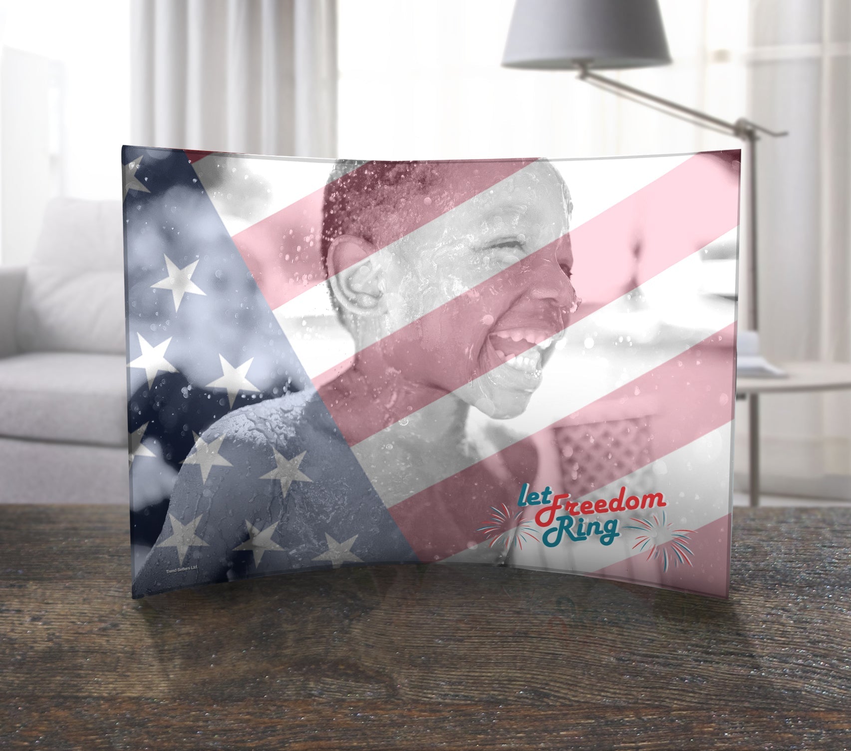 Patriotic Collection (Flag Overlay - Personalized)  10" x 7" Curved Acrylic Print