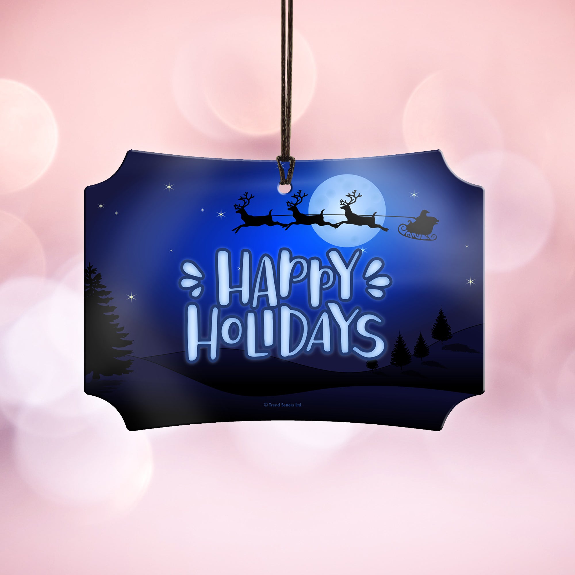 Christmas Collection (Happy Holidays – Santa’s Sleigh) Hanging Metal Print AMBERL075