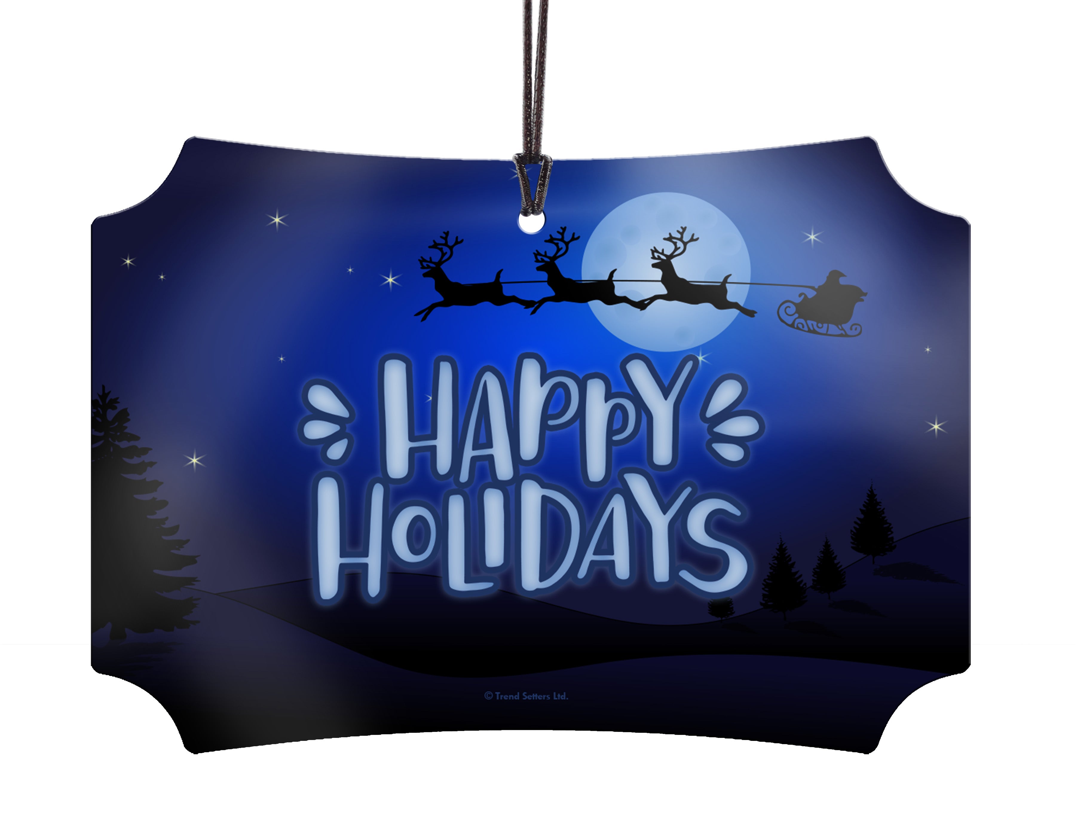 Christmas Collection (Happy Holidays – Santa’s Sleigh) Hanging Metal Print AMBERL075