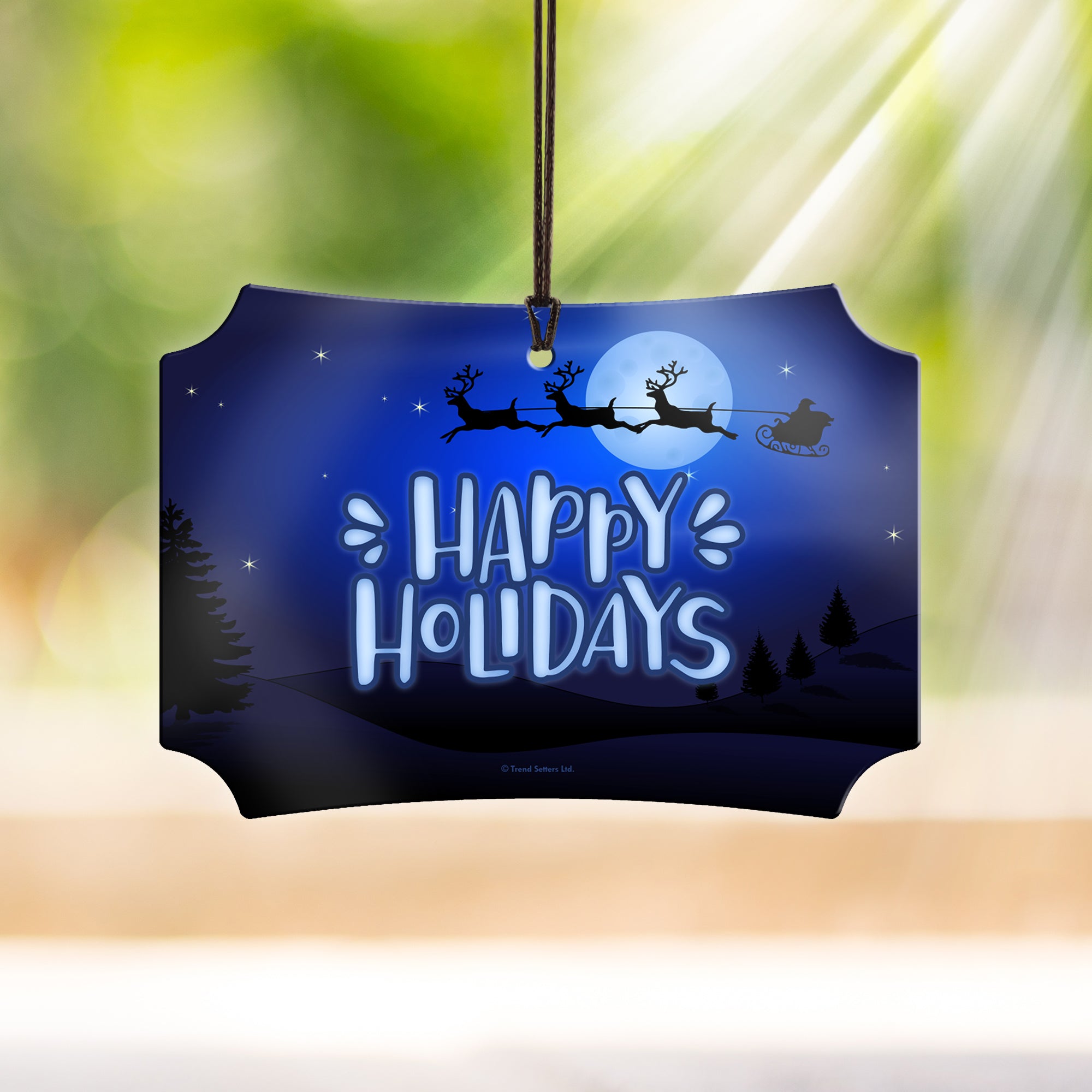 Christmas Collection (Happy Holidays – Santa’s Sleigh) Hanging Metal Print AMBERL075