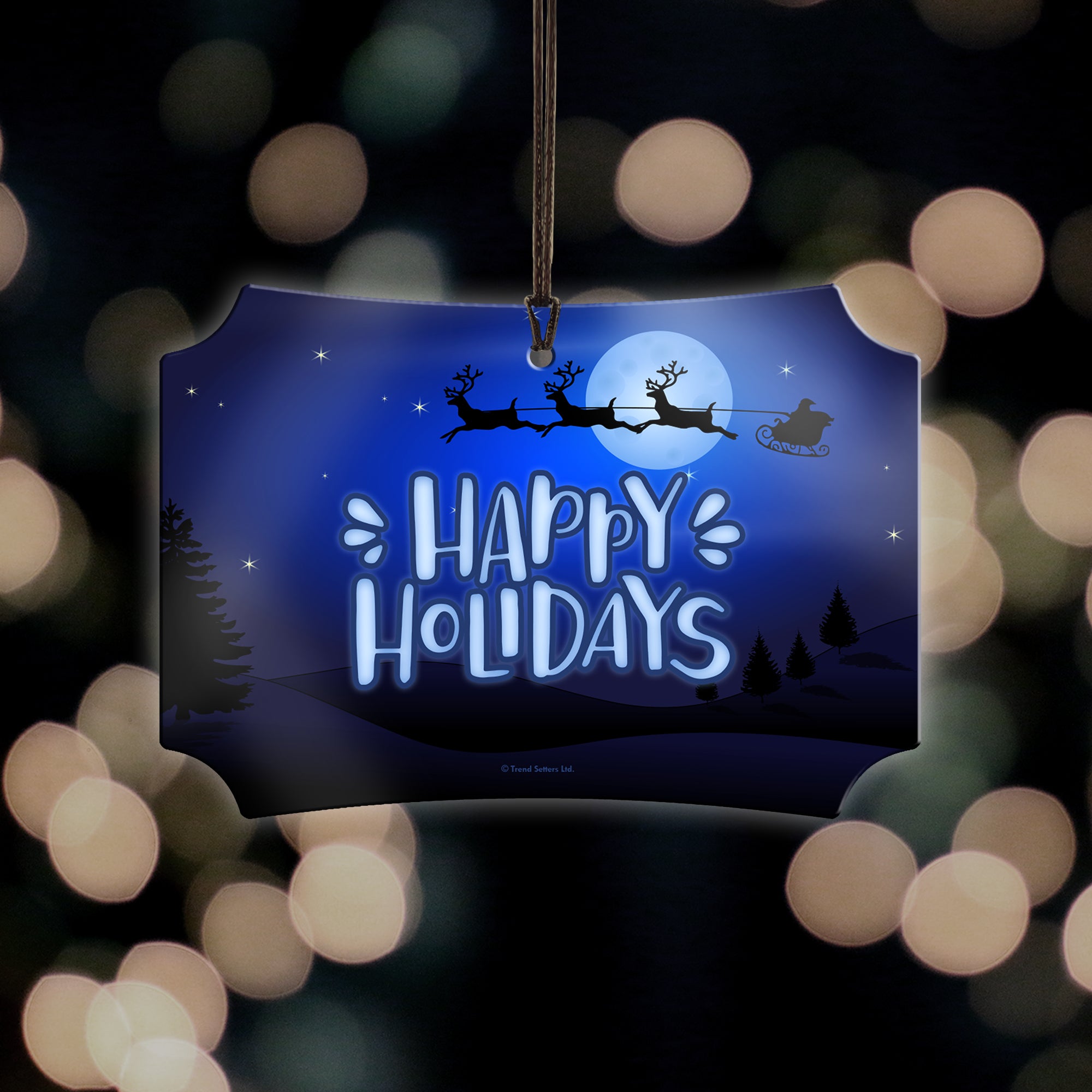 Christmas Collection (Happy Holidays – Santa’s Sleigh) Hanging Metal Print AMBERL075