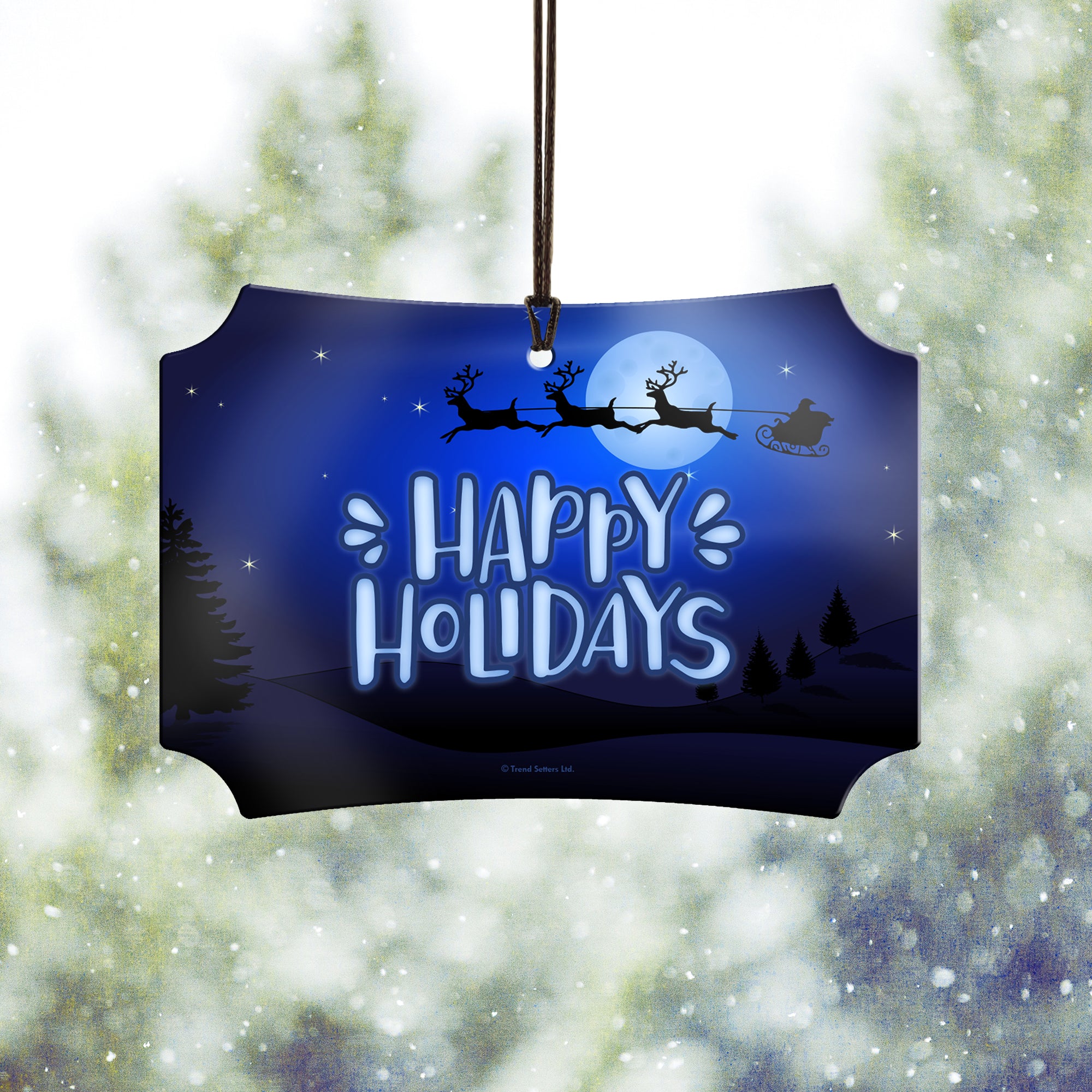 Christmas Collection (Happy Holidays – Santa’s Sleigh) Hanging Metal Print AMBERL075