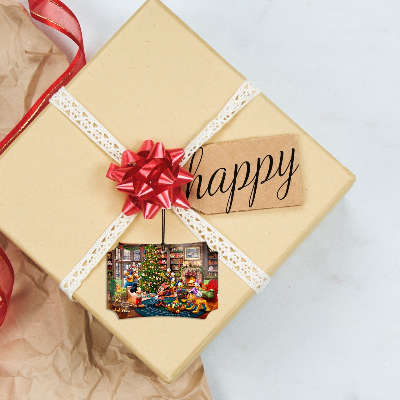 Disney (Mickey and Minnie Trimming the Tree) Hanging Metal Print AMBERL165