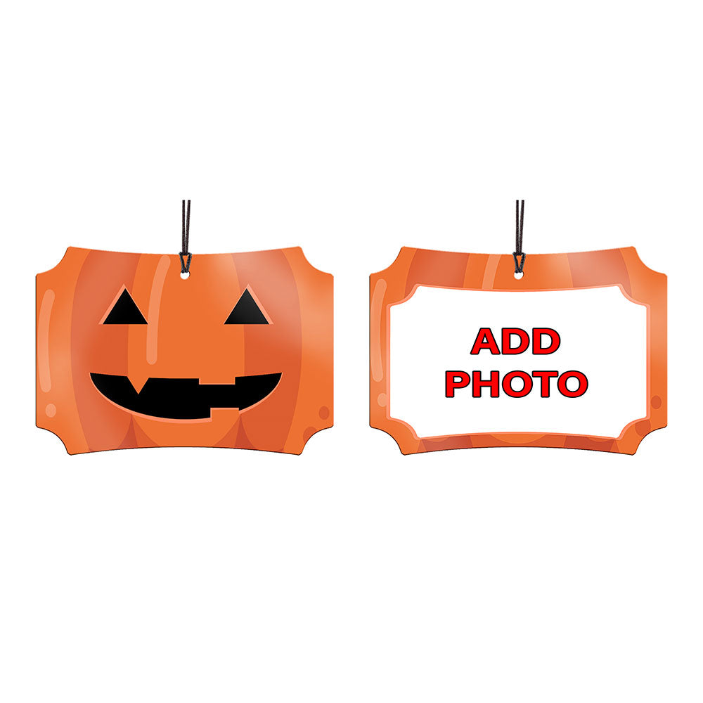 Trend Setters Original (Jack-O'-Lantern) Personalized Photo Upload 4" x 2.5" Hanging Metal Print AMBERLU173