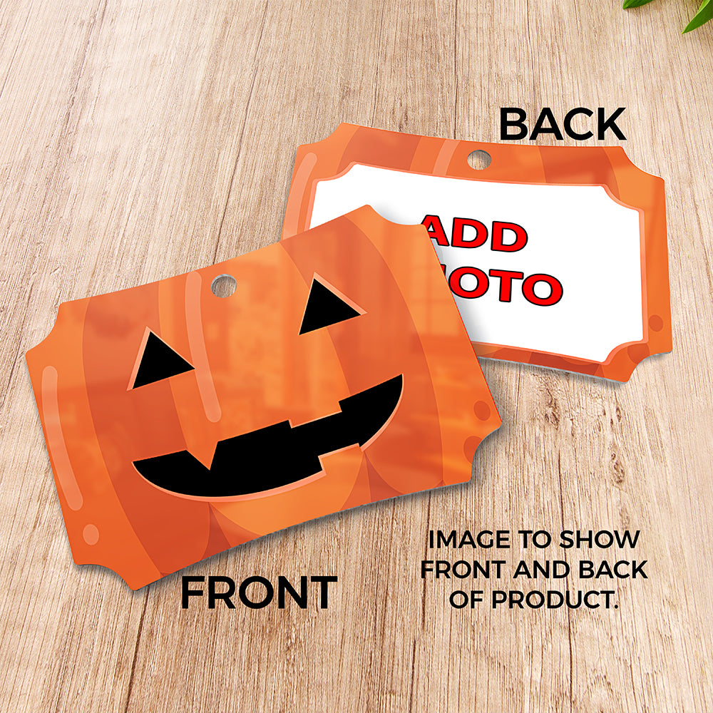 Trend Setters Original (Jack-O'-Lantern) Personalized Photo Upload 4" x 2.5" Hanging Metal Print AMBERLU173