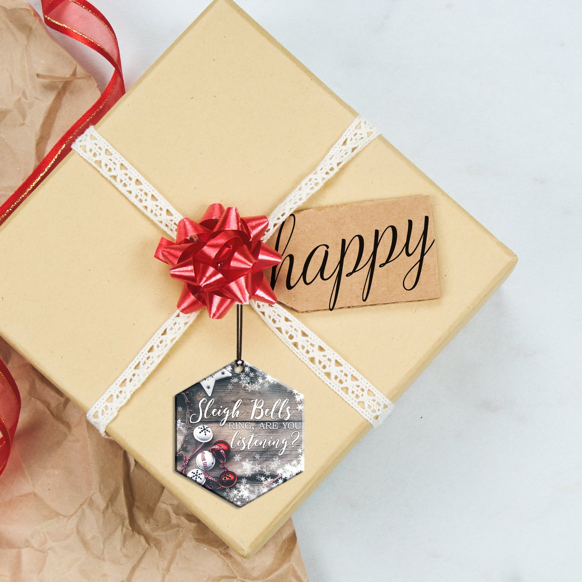 Sleigh Bells Hanging Metal Print AMHEX081